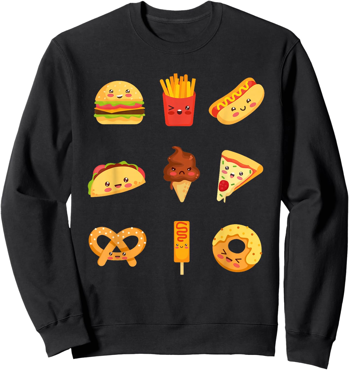 Cute Kawaii food collection for food lovers Sweatshirt - Sweatshirt | Black