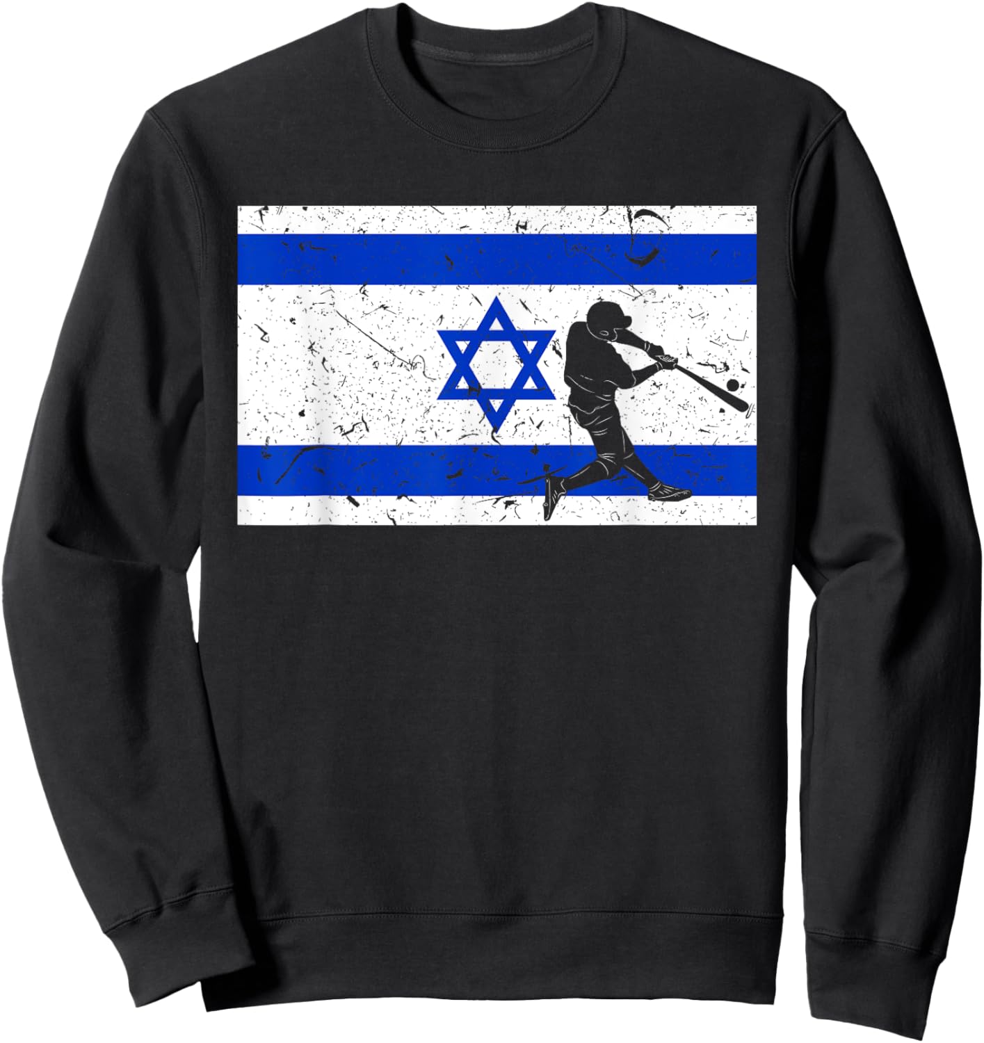Vintage Baseball League Israel Flag National Team Player Sweatshirt - Sweatshirt | Black