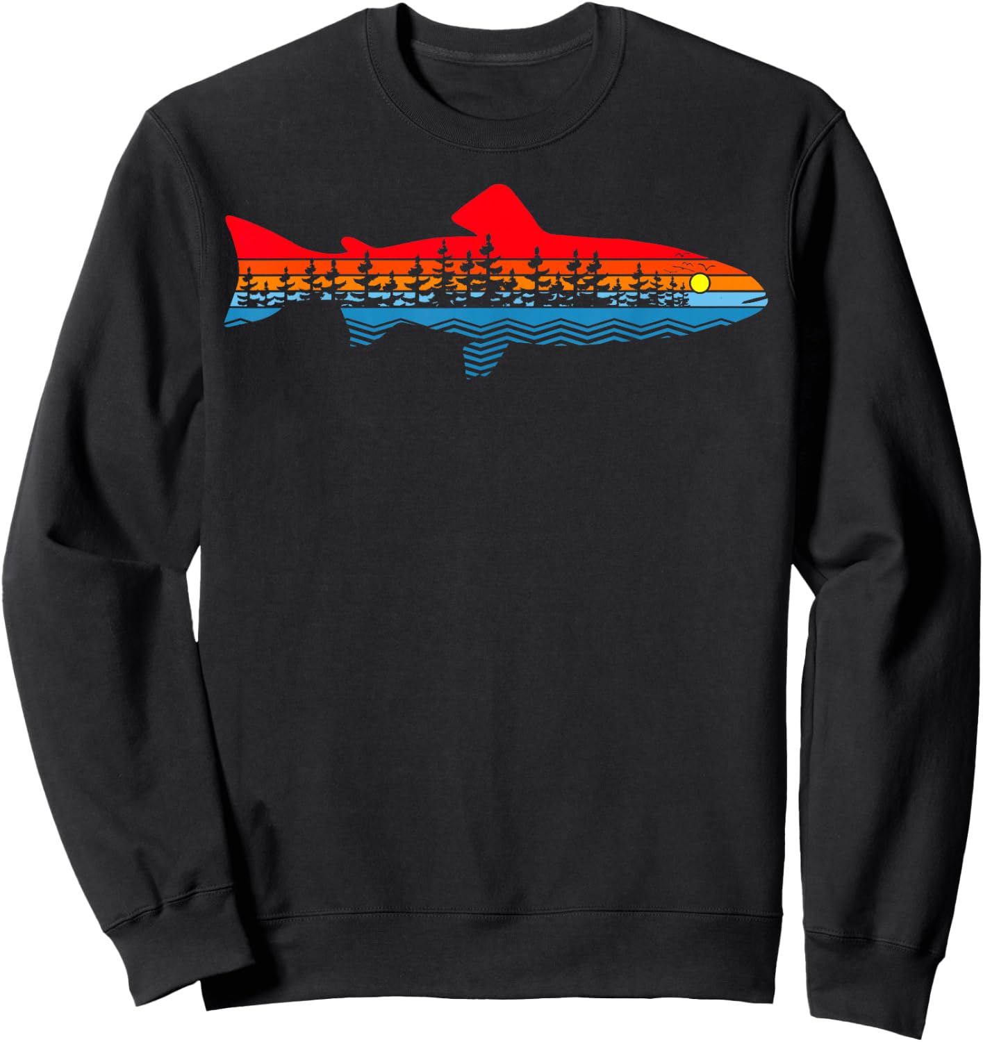 Vintage Nature Outdoor Fishing - Fisher Trout Fish Sweatshirt - Sweatshirt | Black
