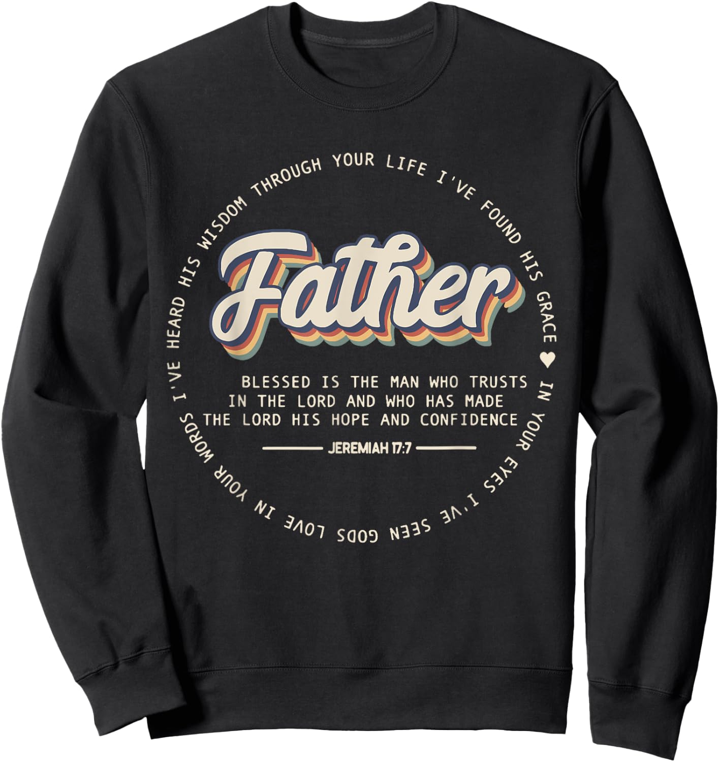 Retro Fathers Day Jeremiah Dad Noun Bible Verse Quote Sweatshirt - Sweatshirt | Black