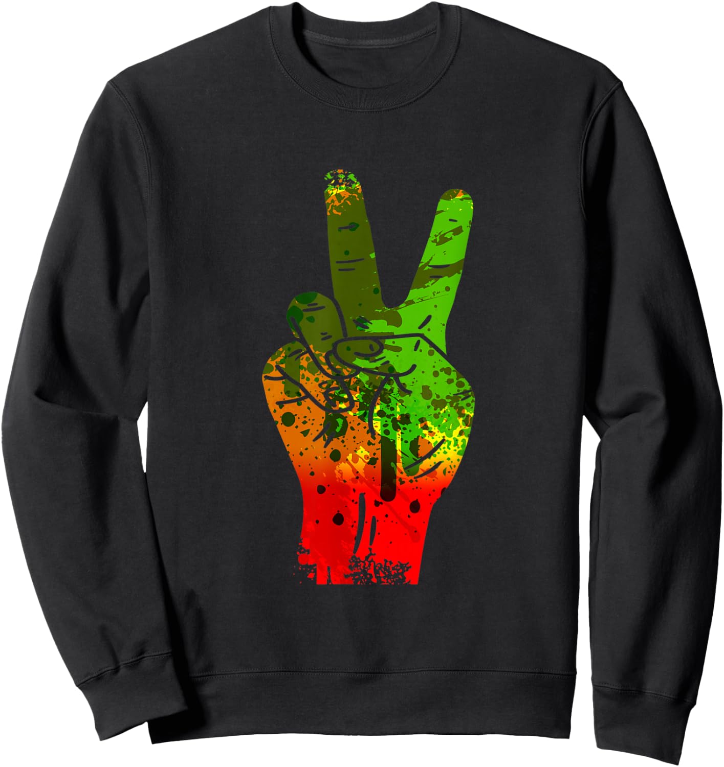 Hippie Peace Sign Rasta Reggae Music Splash Jamaica Sweatshirt - Sweatshirt | Black