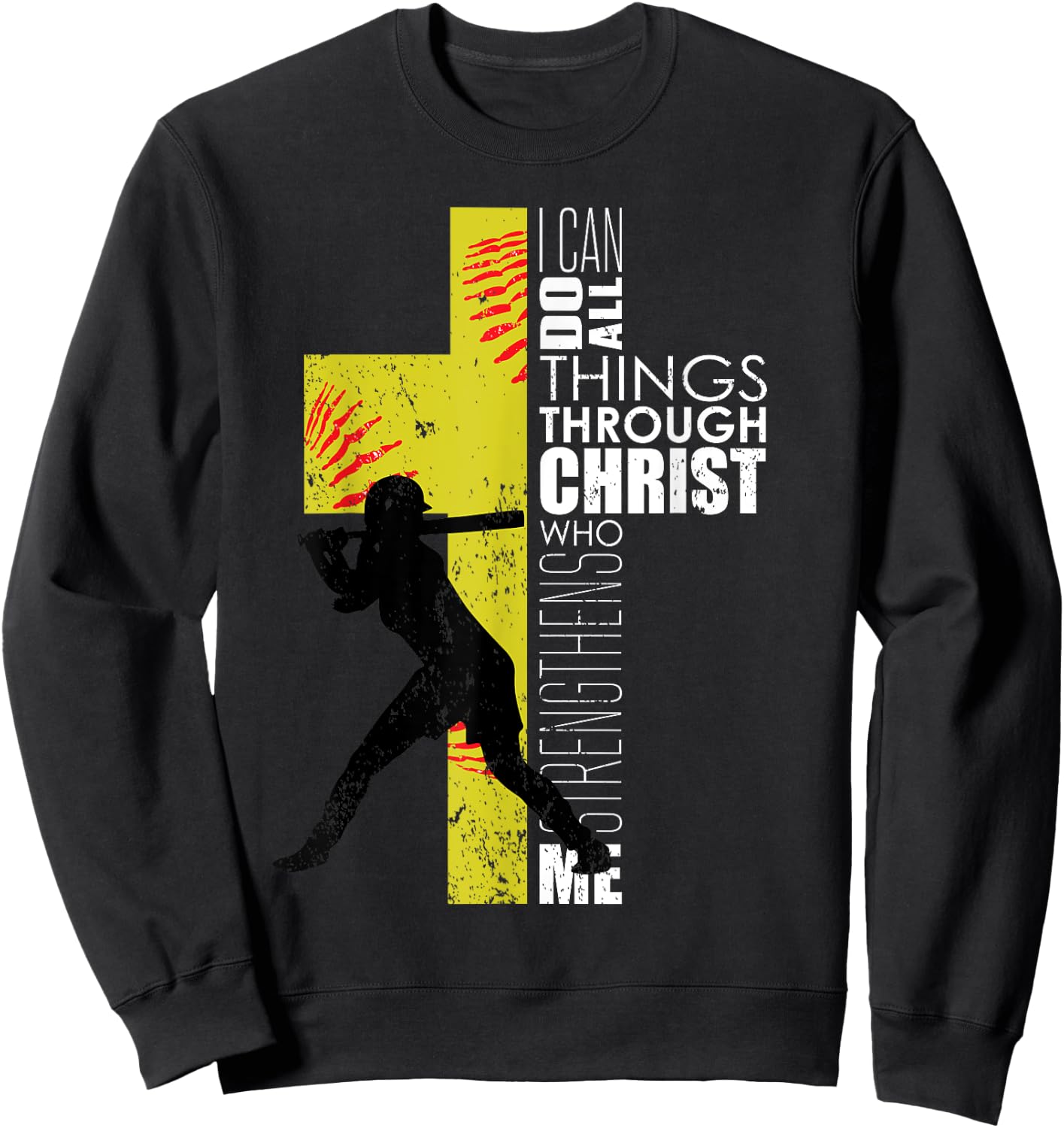Softball Gifts Players Teen Girls Women Christian Religious Sweatshirt - Sweatshirt | Black