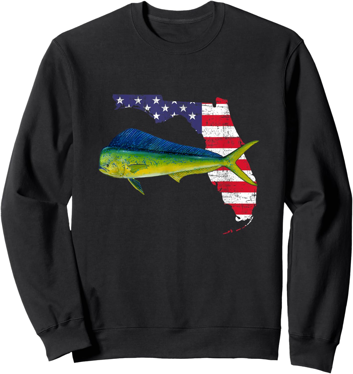 Mahi Mahi Florida, American Flag, Fishing Mahi Mahi Sweatshirt - Sweatshirt | Black