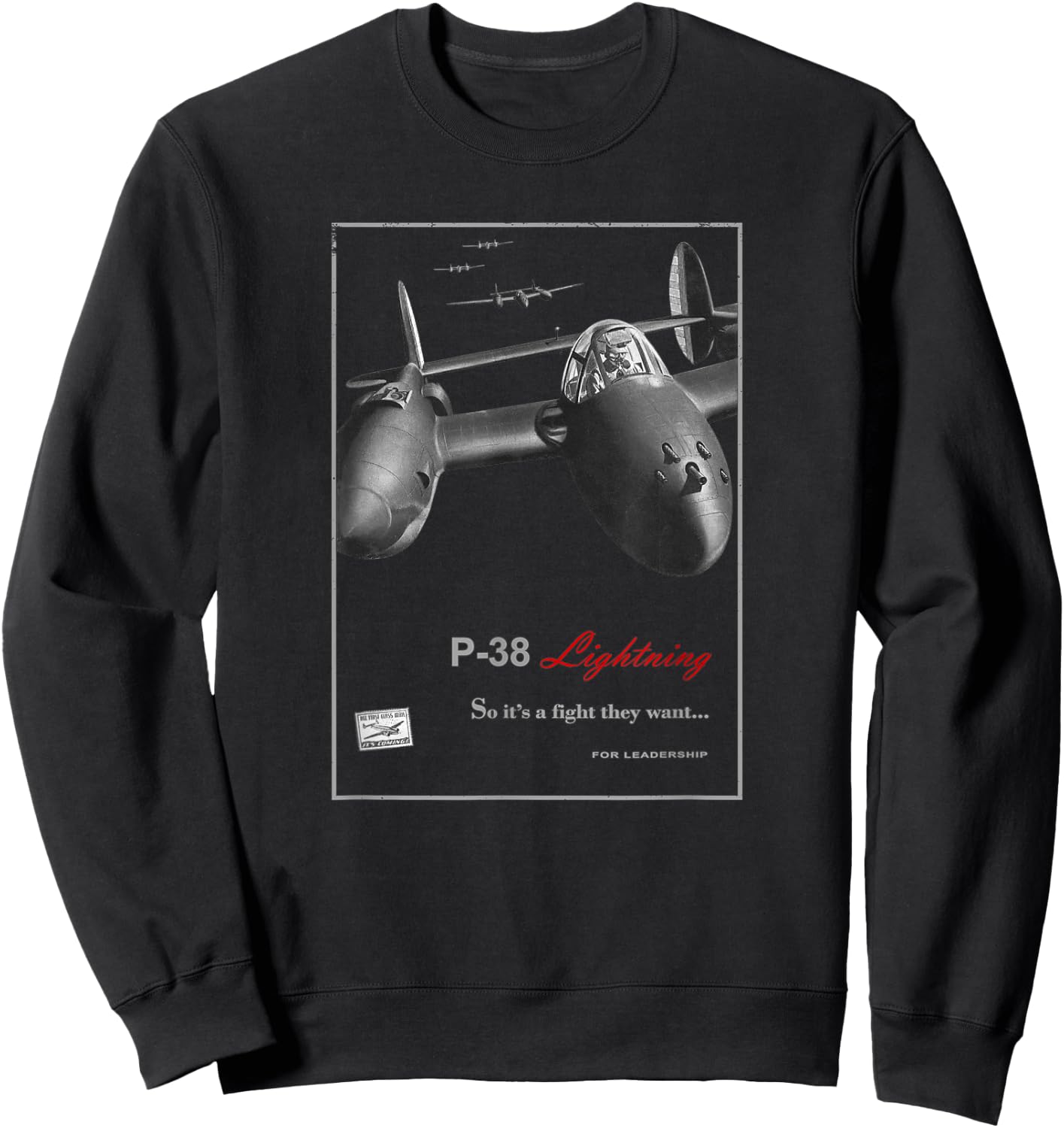 P-38 Lightning WW2 fighter aircraft Sweatshirt - Sweatshirt | Black