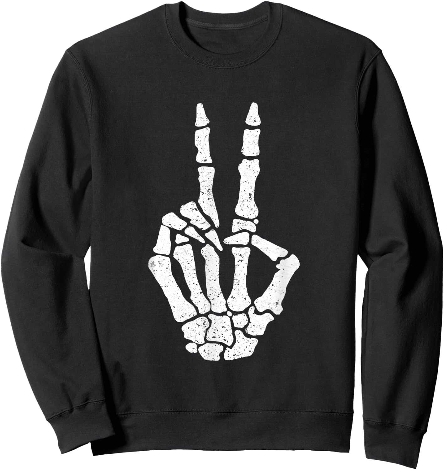 Halloween Skeleton Hand Peace Sign Funny Costume Sweatshirt - Sweatshirt | Black