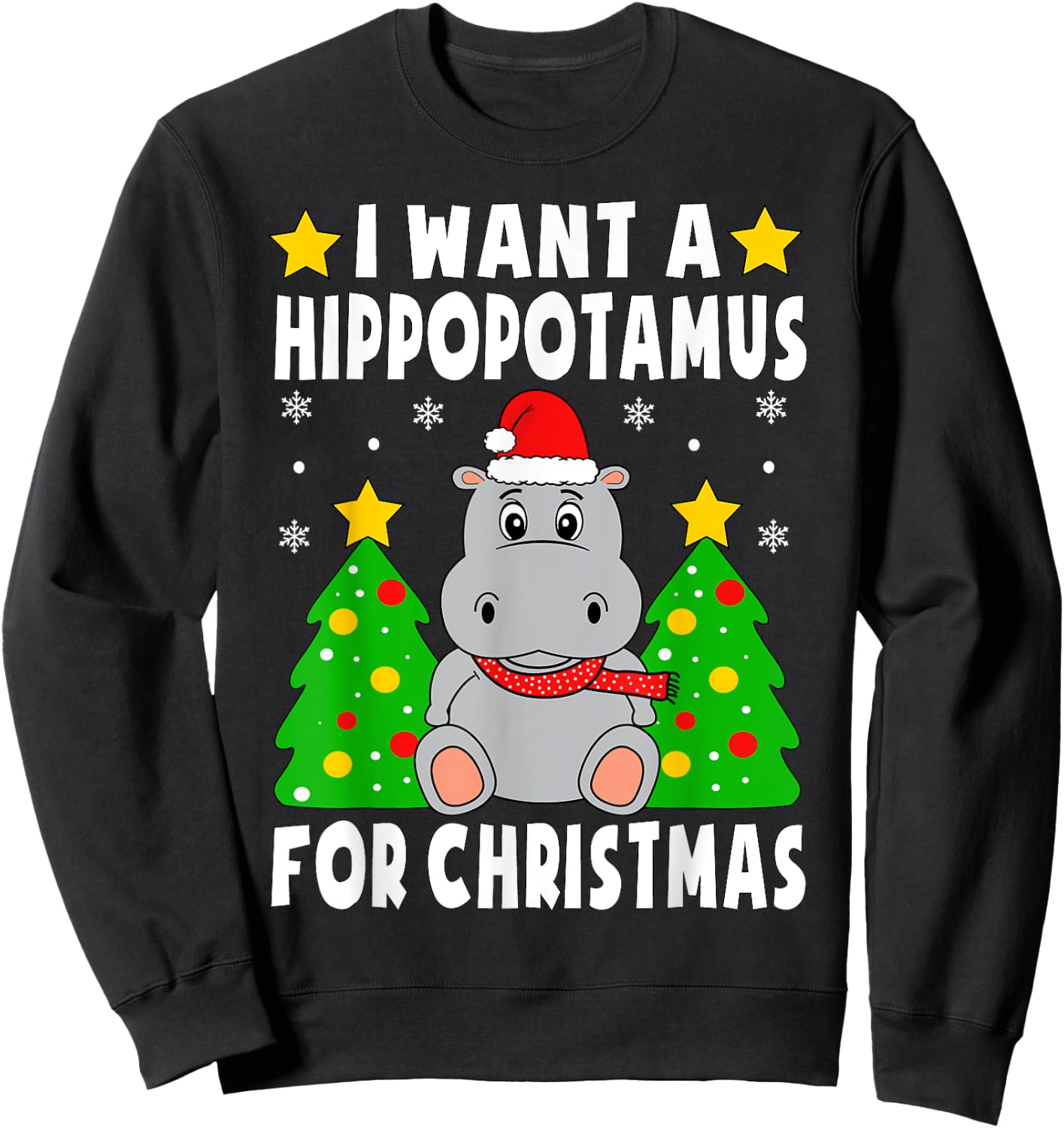 I Want A Hippopotamus For Christmas Hippo Pajamas Boys Girls Sweatshirt - Sweatshirt | Black