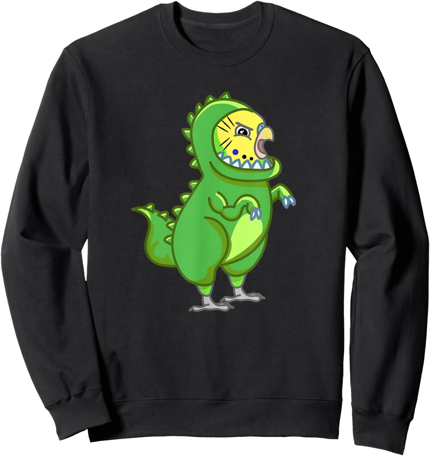 T-Rex Parakeet Dinosaur Budgerigar Pet Budgie Bird Lover Sweatshirt - Sweatshirt | Black