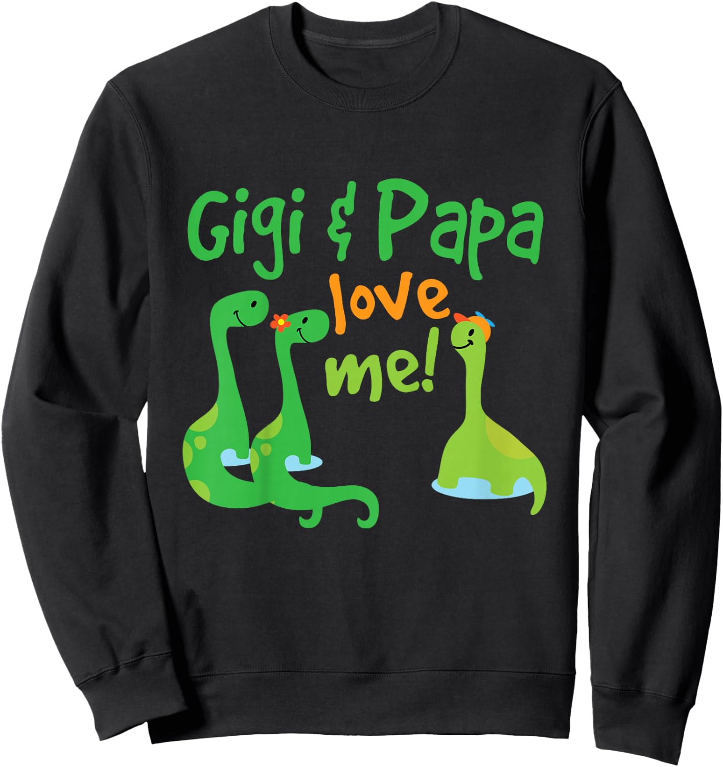 Kids Gigi and Papa Love Me Grandson Dinosaur Sweatshirt - Sweatshirt | Black