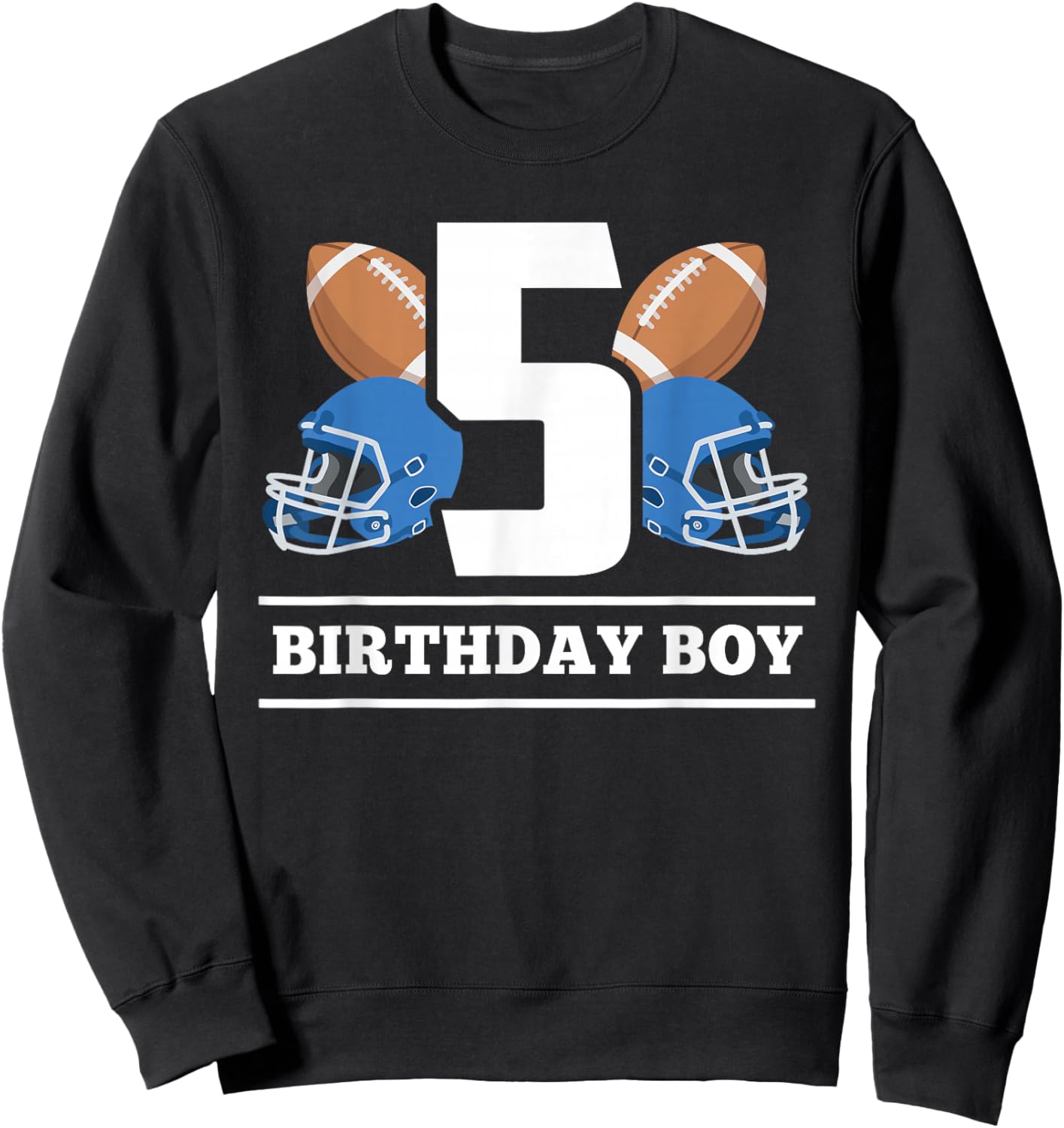 5th Birthday Boy Football Ball 5 Years Old Kids Gift Ideas Sweatshirt - Sweatshirt | Black