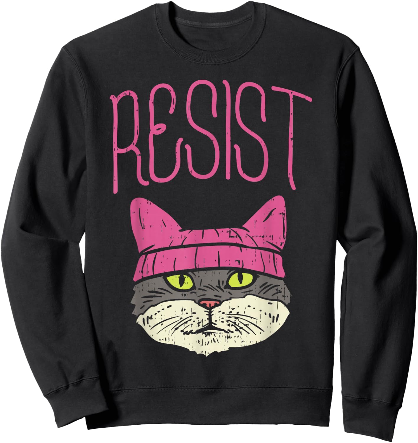 March Shirt Resist Pink Hat Kitty Cat Lover Gift Sweatshirt - Sweatshirt | Black