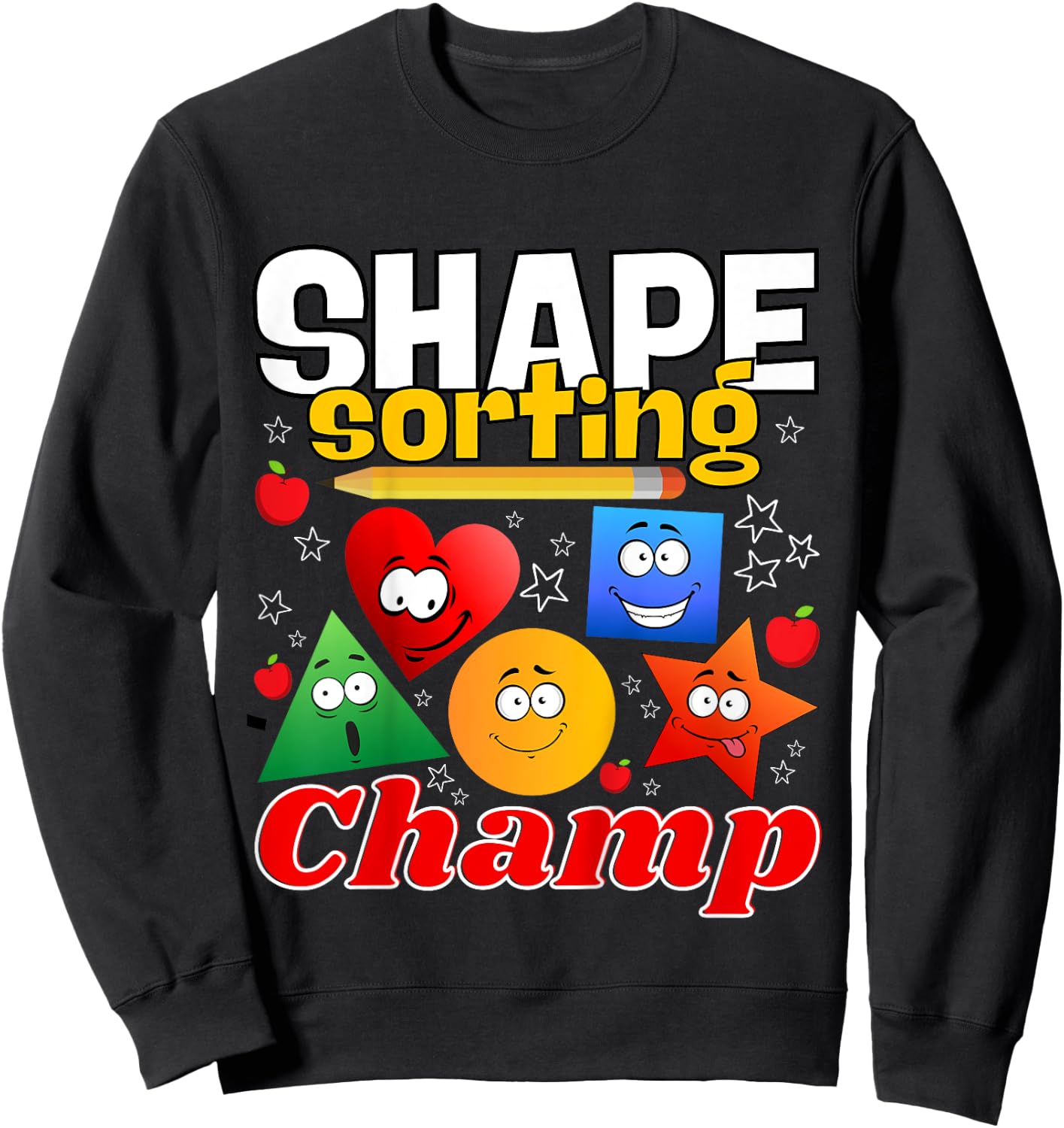 Simple Shape Sorting Lover Geometry Identification Toddler Sweatshirt - Sweatshirt | Black