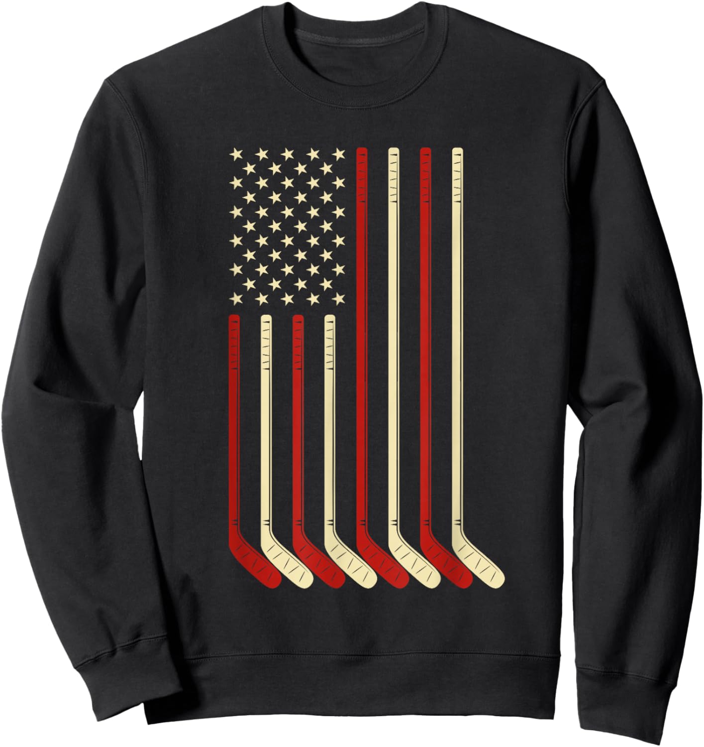 Hockey Goalie Gift USA Flag Hockey Stick Ice Hockey Sweatshirt - Sweatshirt | Black
