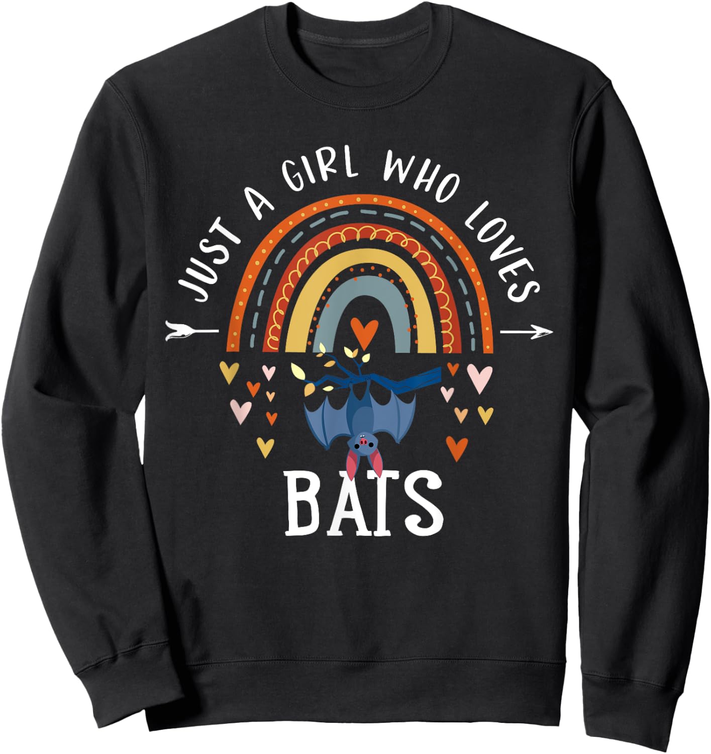 Just A Girl Who Loves Bats Rainbow Gifts For Bat Lover Sweatshirt - Sweatshirt | Black