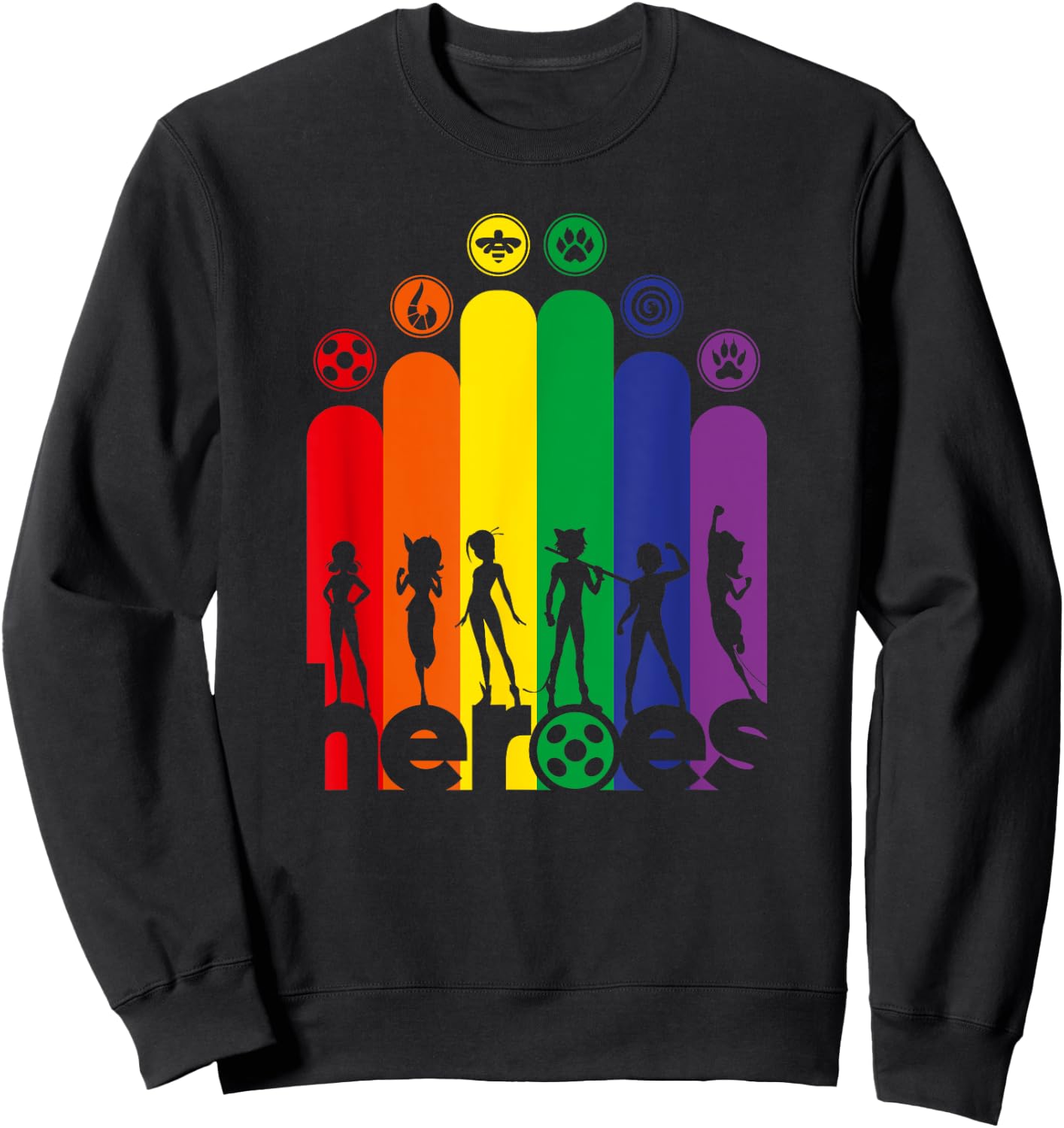 Miraculous Ladybug Rainbow Collection All Heroez Sweatshirt - Sweatshirt | Black