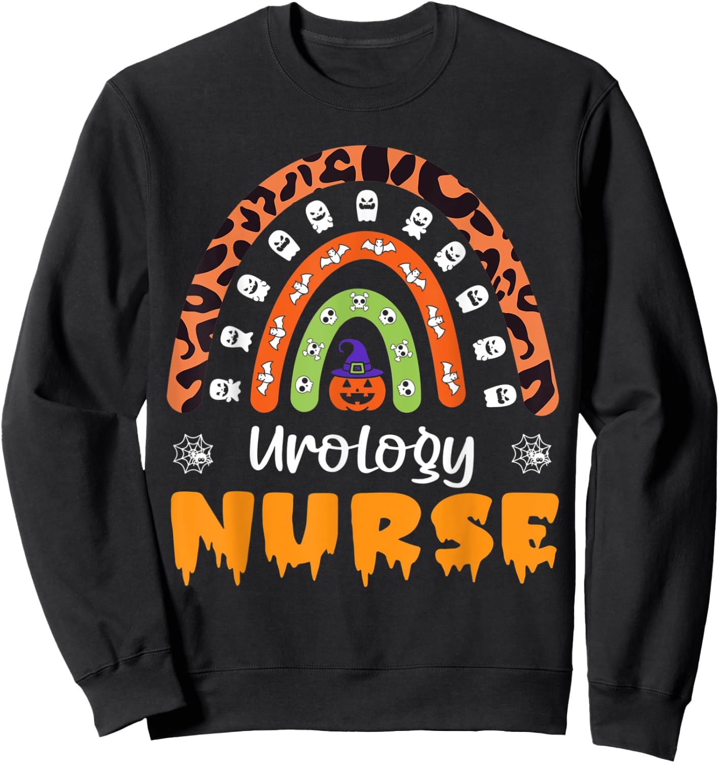 Urology Nurse RN Leopard Rainbow Women Halloween Costume Sweatshirt - Sweatshirt | Black
