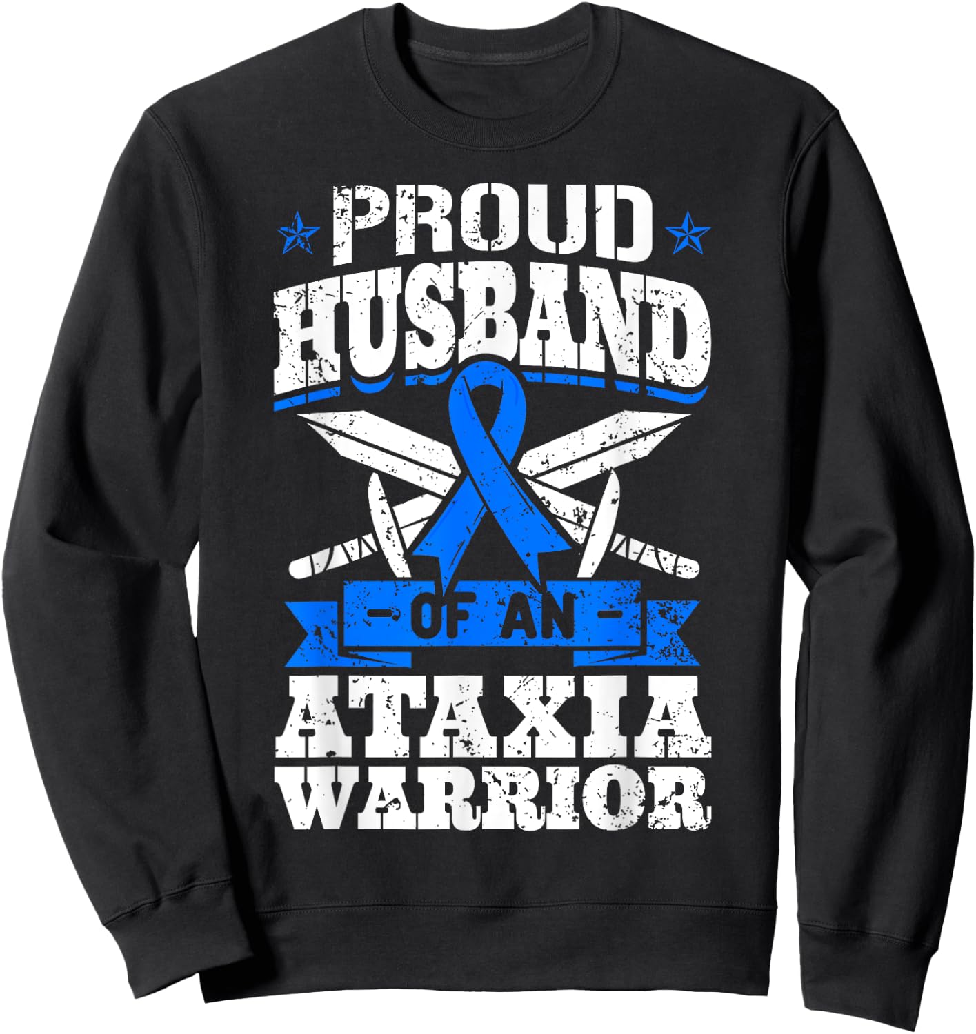 Proud Husband Of An Ataxia Warrior Awareness Ribbon Dystaxia Sweatshirt - Sweatshirt | Black