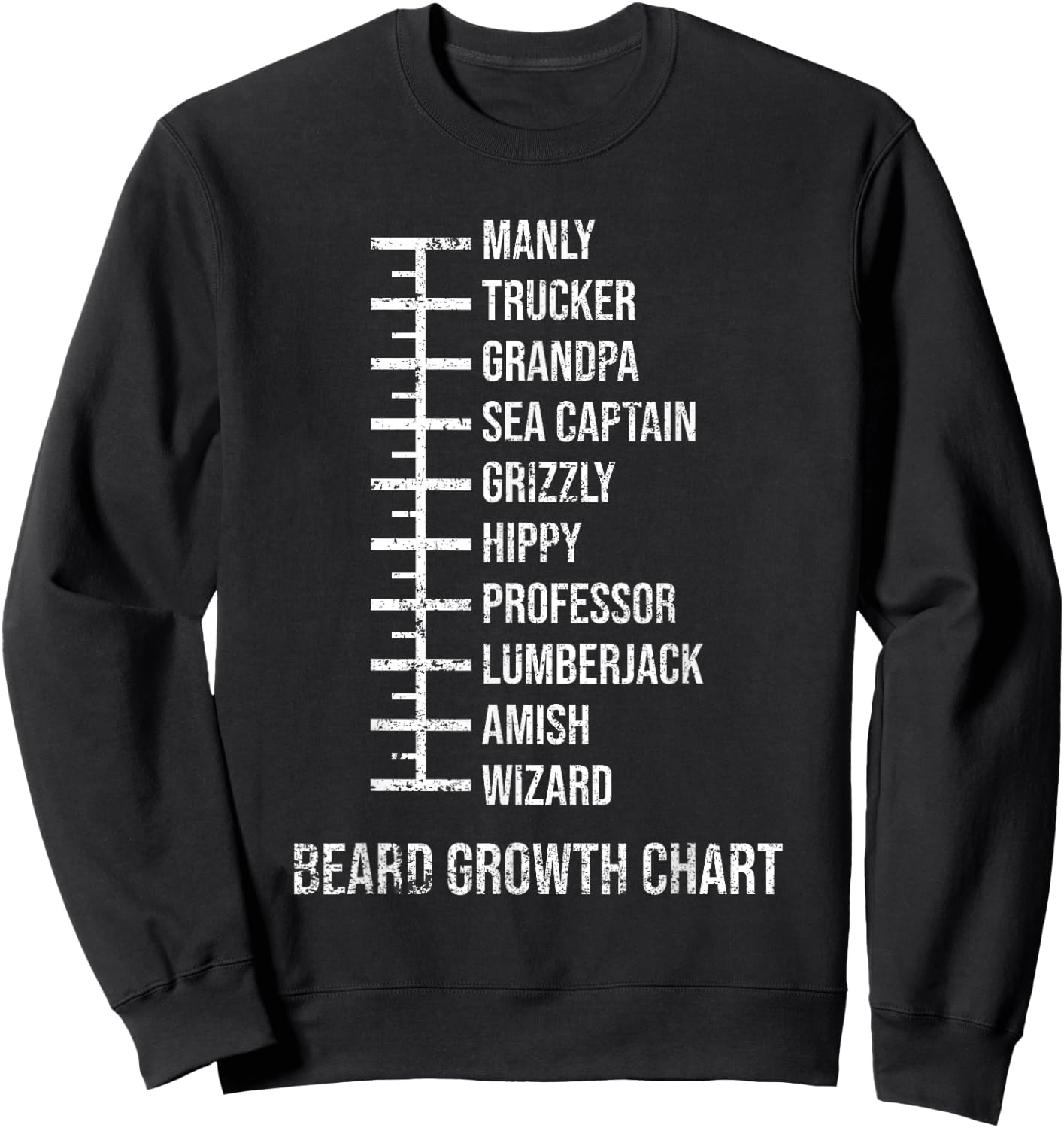 Beard Measurement Chart Beard Length Funny Growth Chart Sweatshirt - Sweatshirt | Black