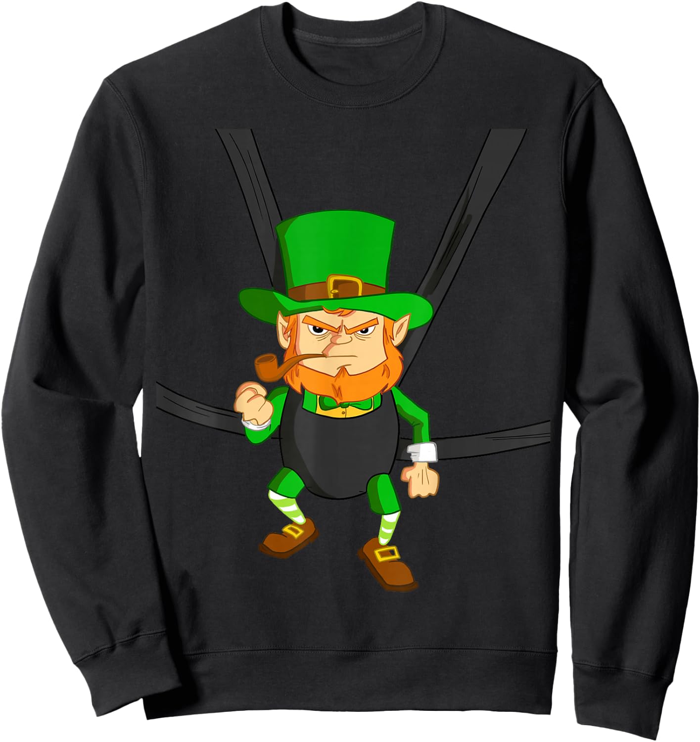 Leprechaun in Baby Carrier Shirt Funny St Paddy's Day Sweatshirt - Sweatshirt | Black