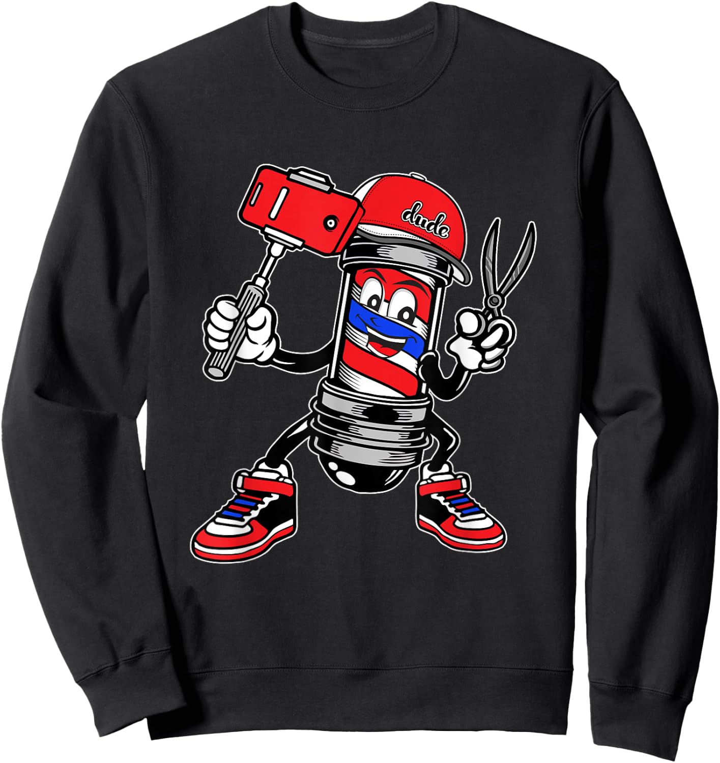 Barbershop Cool Barber Pole Hairdresser Funny Hip Hop Barber Sweatshirt - Sweatshirt | Black