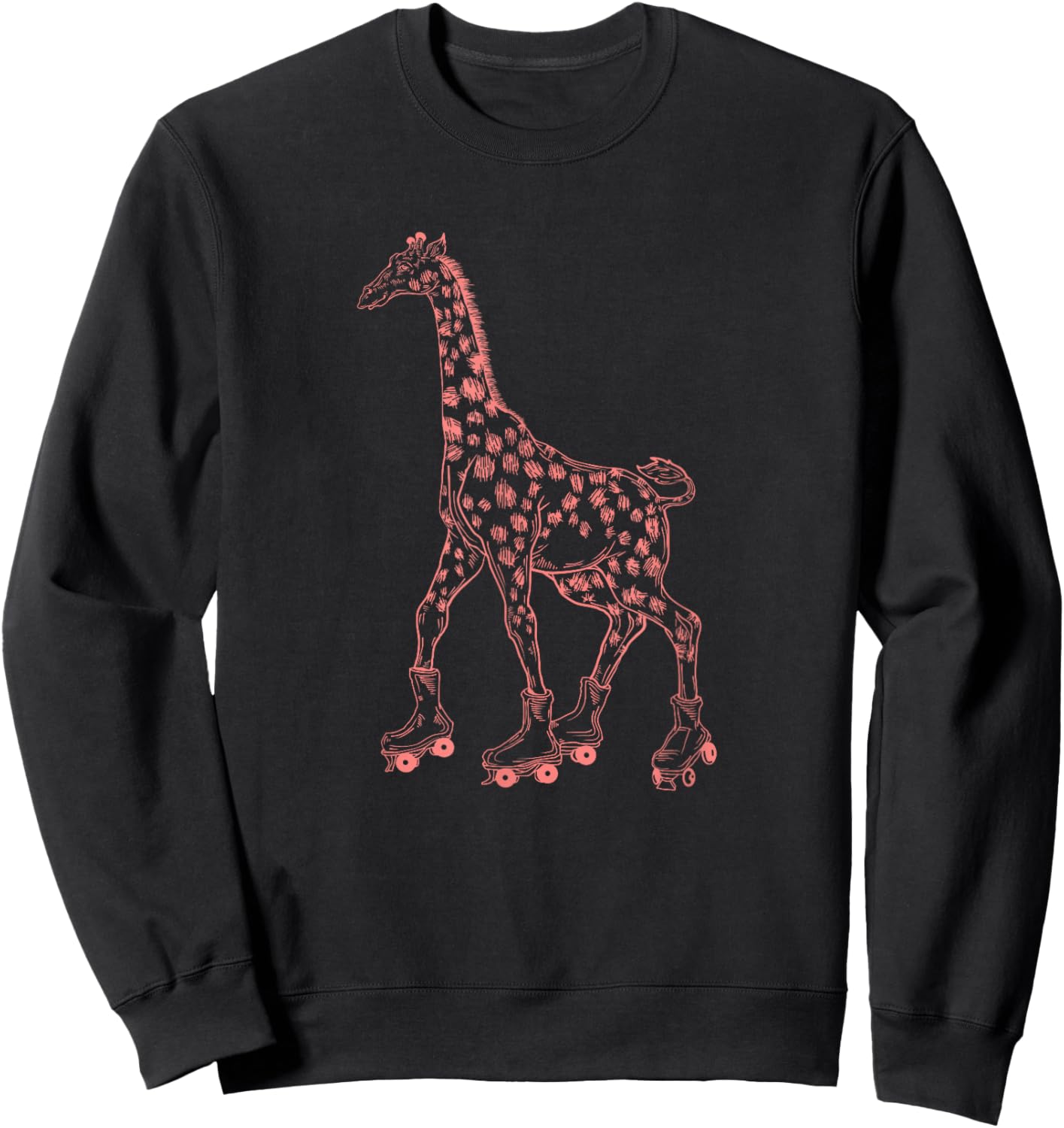 Giraffe Skating Roller Skates Derby Skater Funny Animal Sweatshirt - Sweatshirt | Black