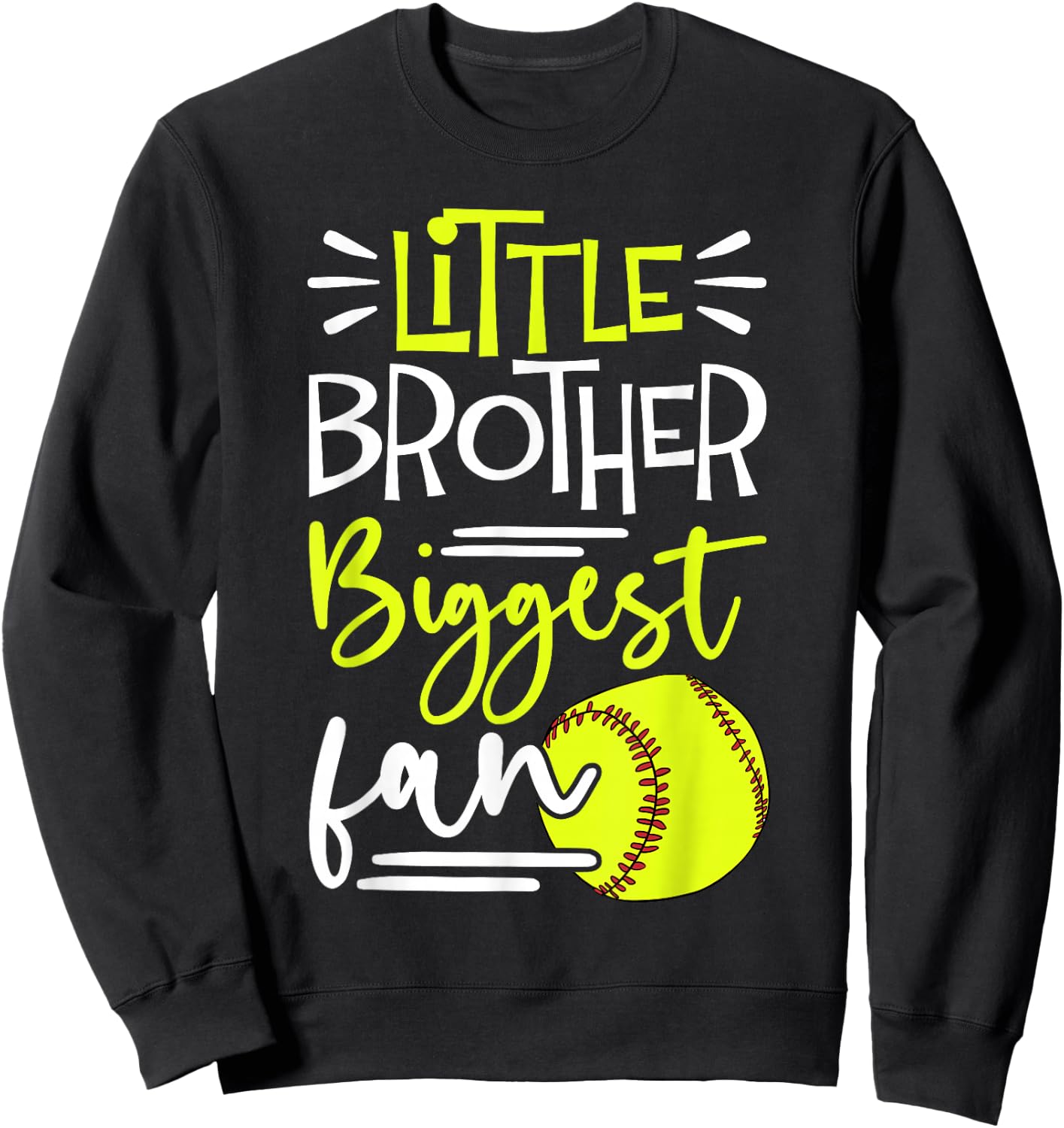 Little Brother Biggest Fan Softball, Softball Boys Sweatshirt - Sweatshirt | Black