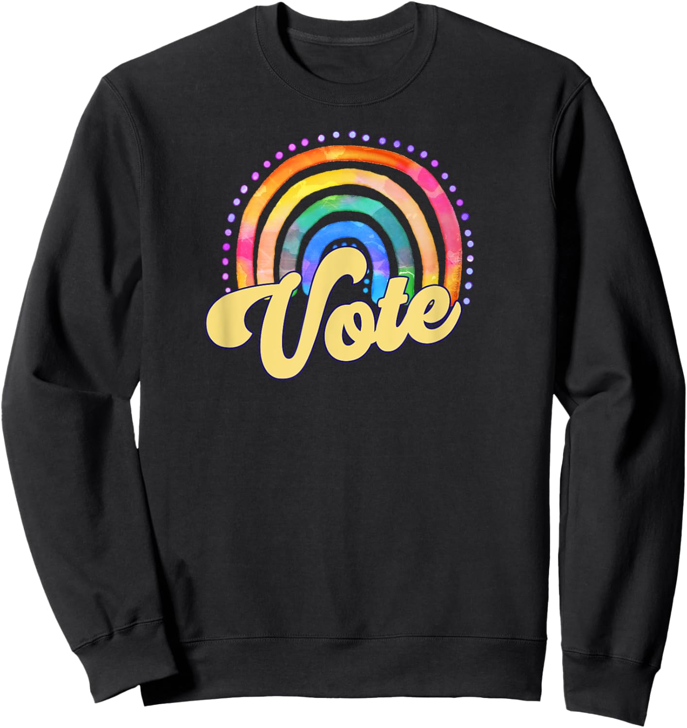 Retro Hippie Watercolor Rainbow VOTE Sweatshirt - Sweatshirt | Black