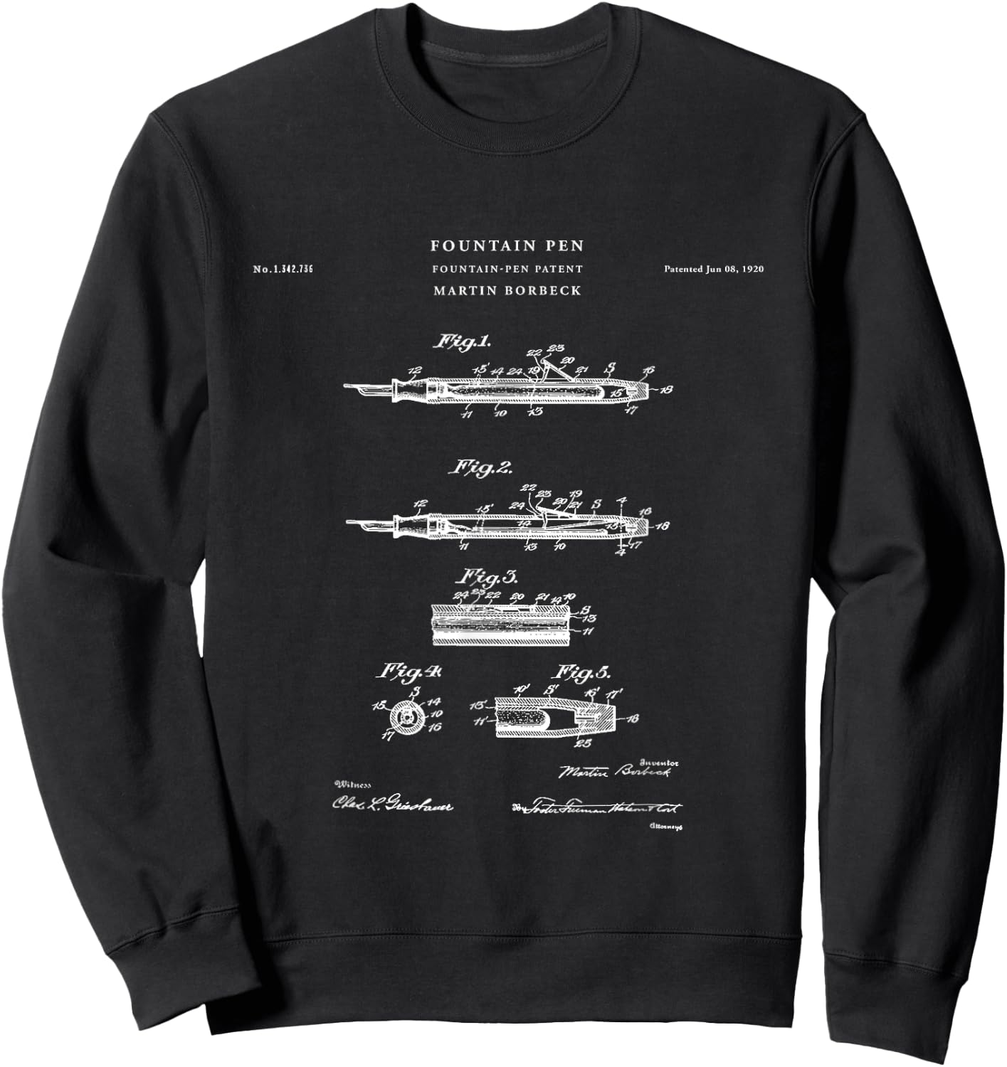 Fountain Pen Patent - Artist Gift Sweatshirt - Sweatshirt | Black