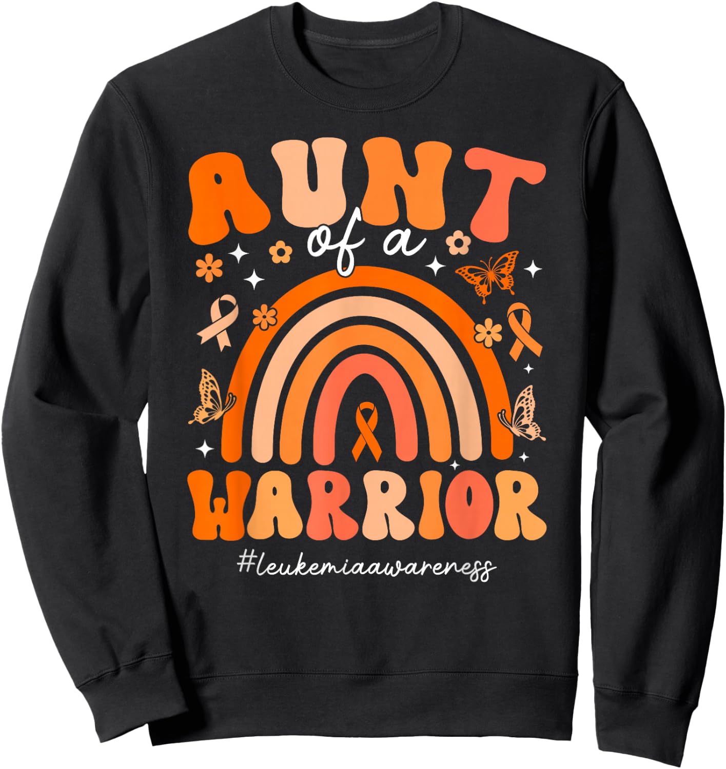 Groovy Leukemia Aunt Of A Leukemia Warrior Aunt Sweatshirt - Sweatshirt | Black