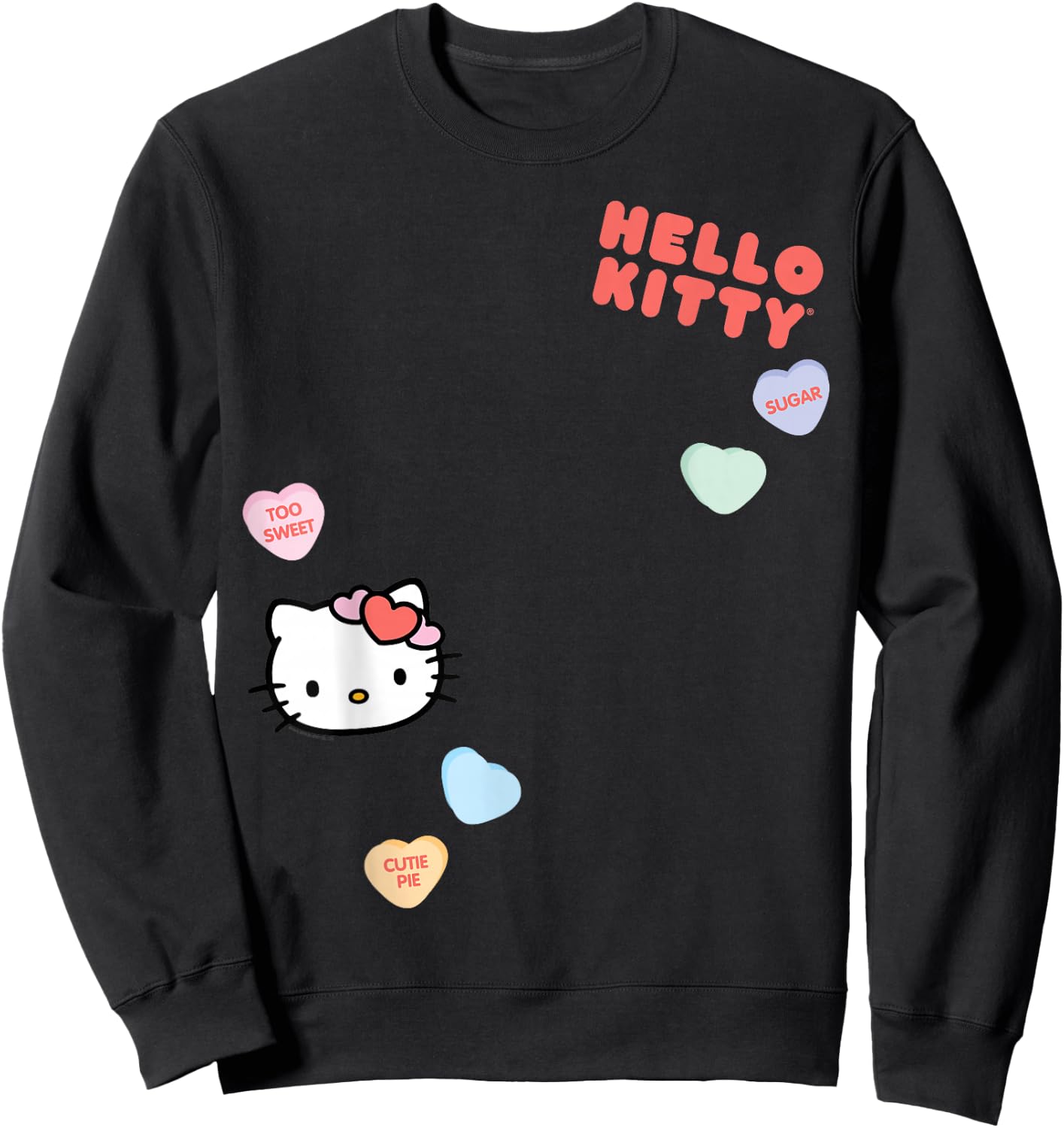 Hello Kitty Candy Hearts Valentine Shirt Sweatshirt - Sweatshirt | Black