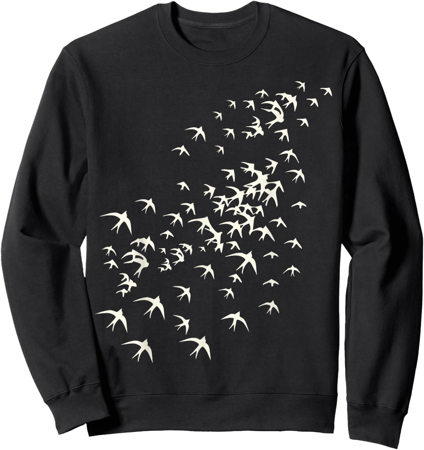 Flock of Birds Flying - Nature and Bird Lovers Graphic Print Sweatshirt - Sweatshirt | Black