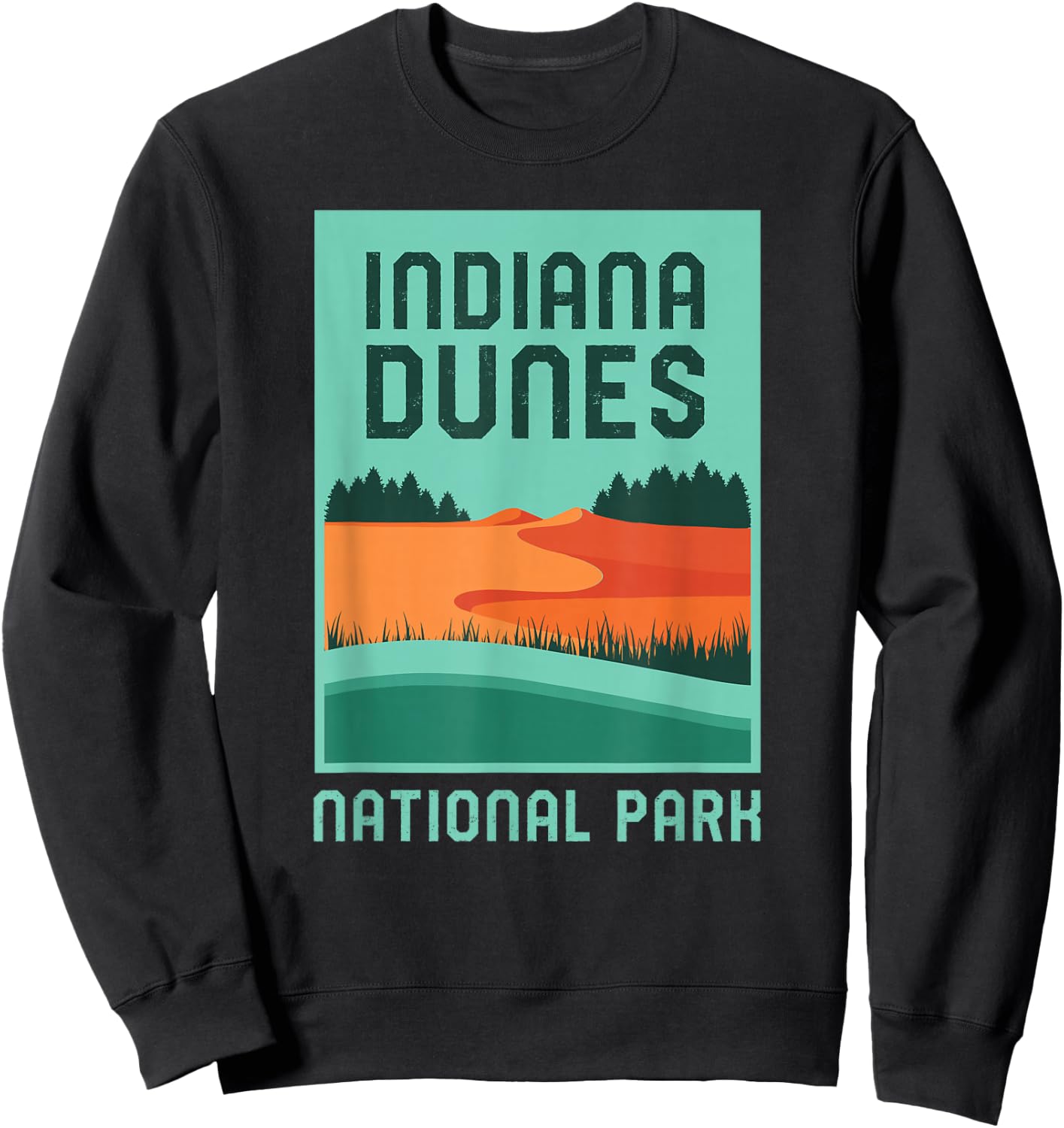 Indiana Dunes National Park Vacation Retro Graphic Sweatshirt - Sweatshirt | Black