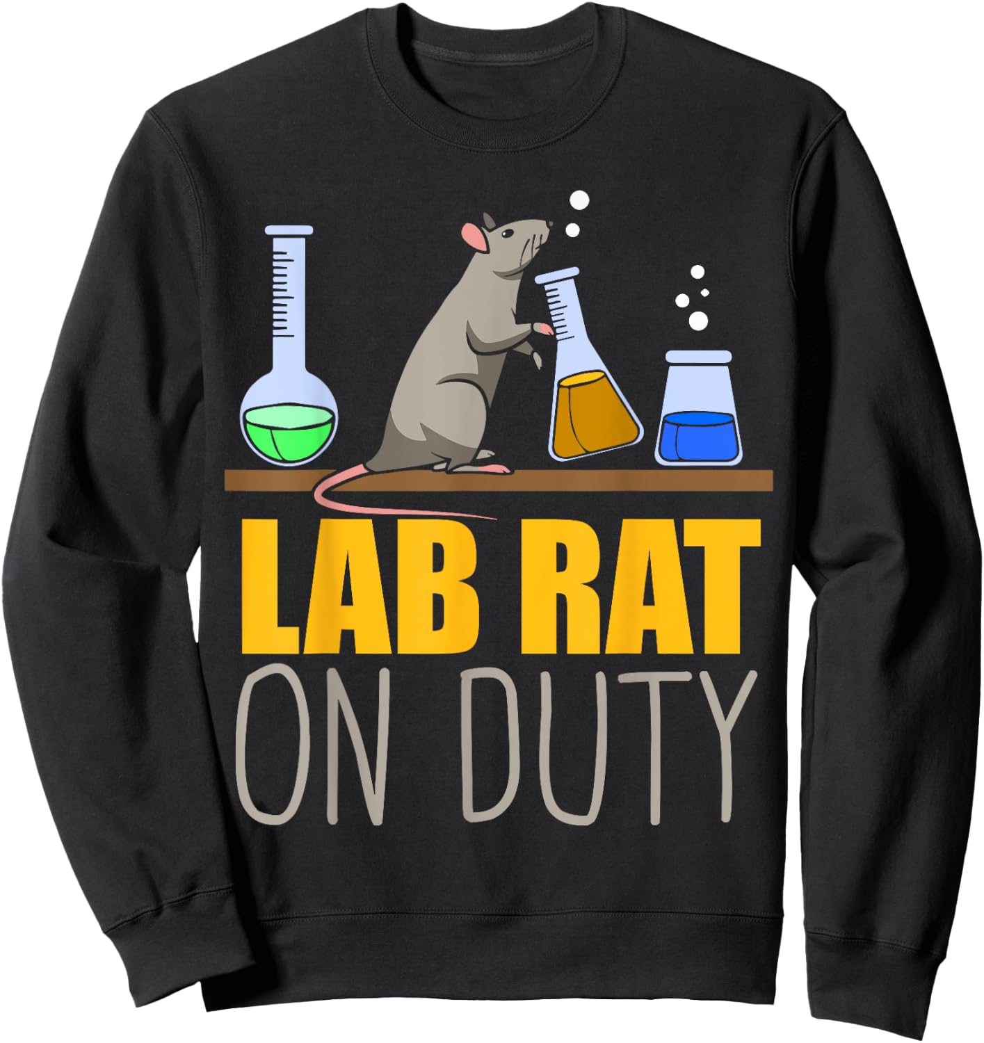 Lab Rat on Duty - Chemistry Mouse Lab Rat Sweatshirt - Sweatshirt | Black