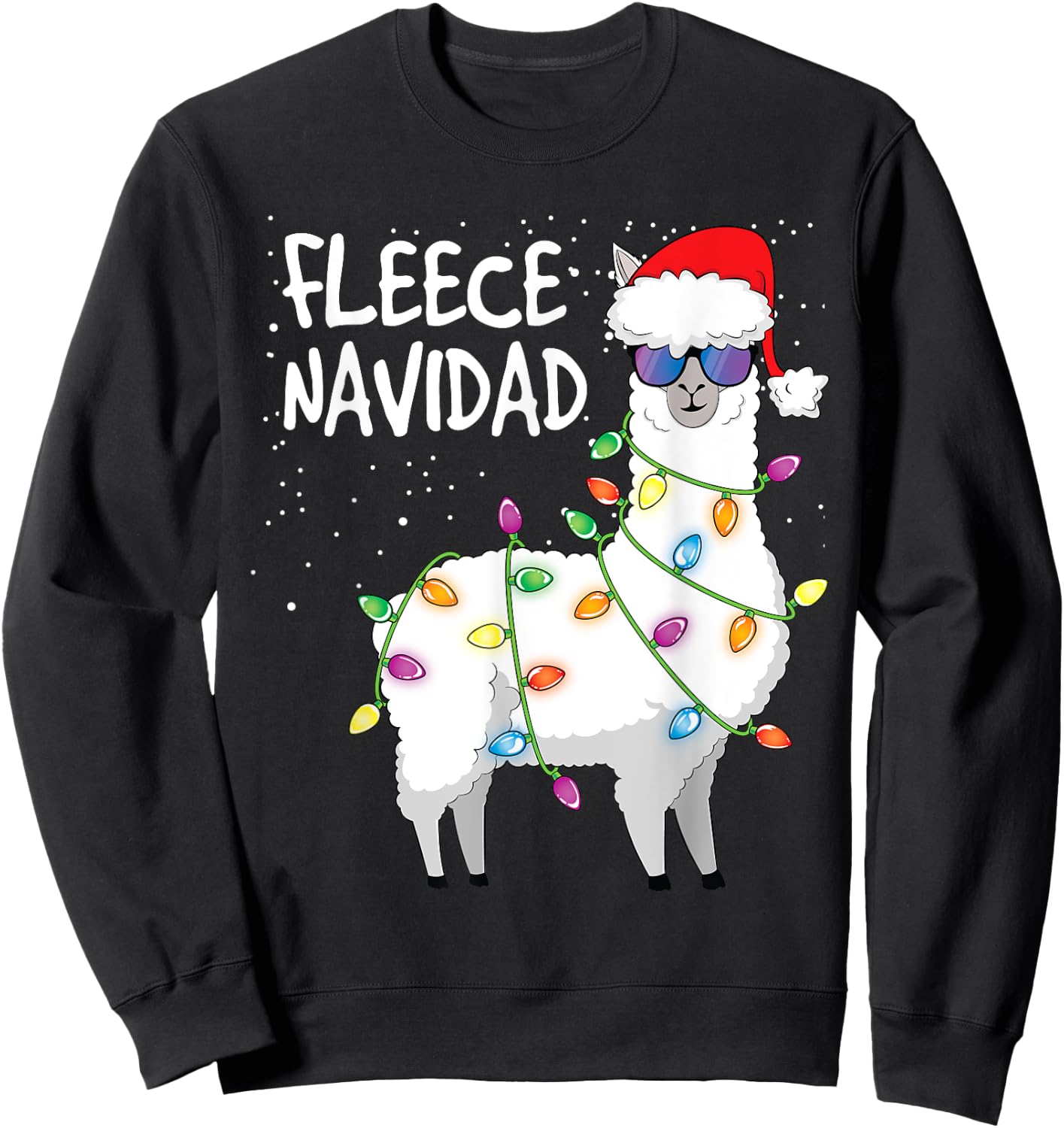 Fleece Navidad Funny Christmas Navidad Llama Sweatshirt - Sweatshirt | Black
