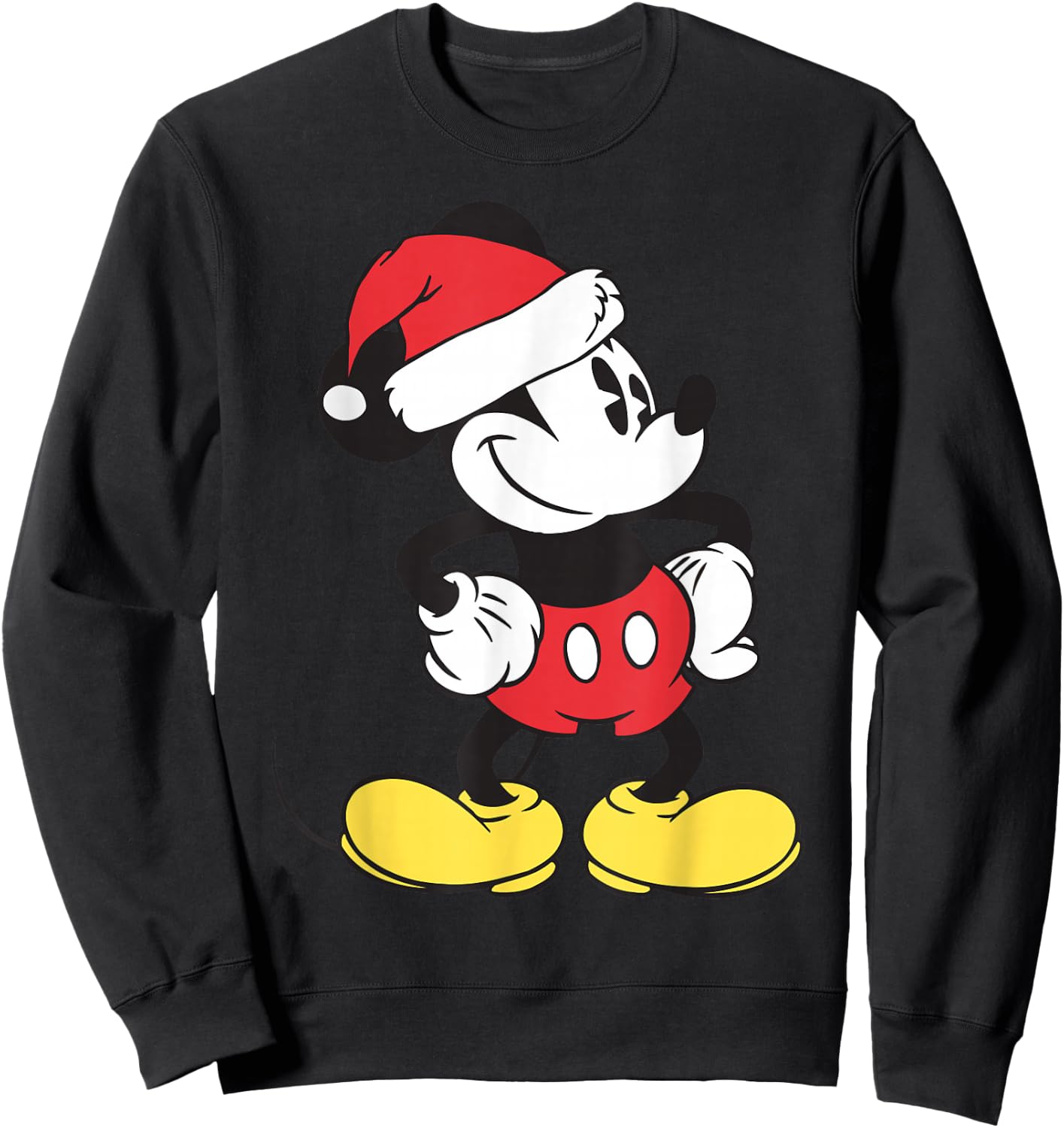 Disney - Mickey Mouse Holiday Santa Hat Sweatshirt - Sweatshirt | Black