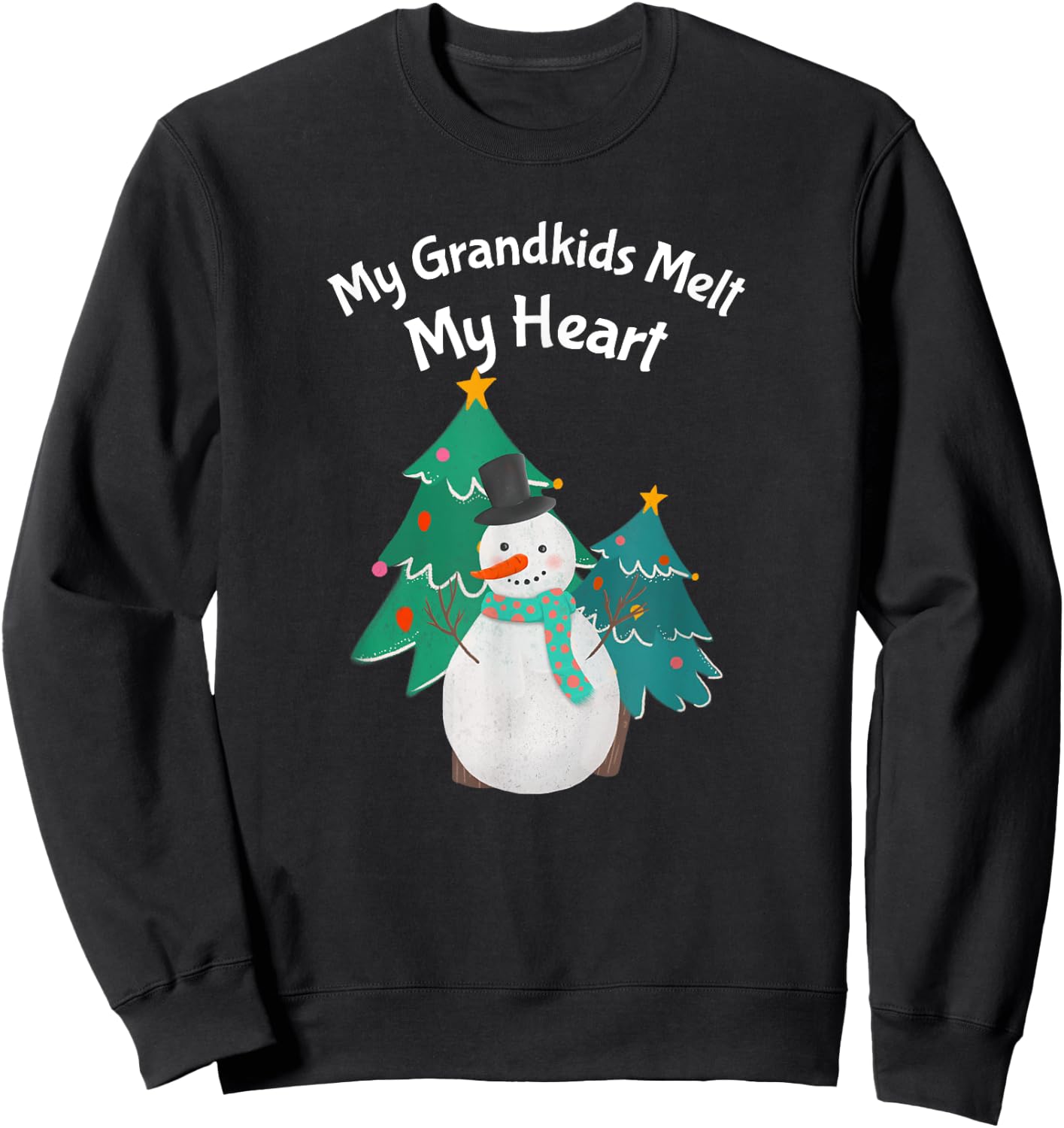 My Grandkids Melt My Heart Snowman Shirt For Grandma Sweatshirt - Sweatshirt | Black