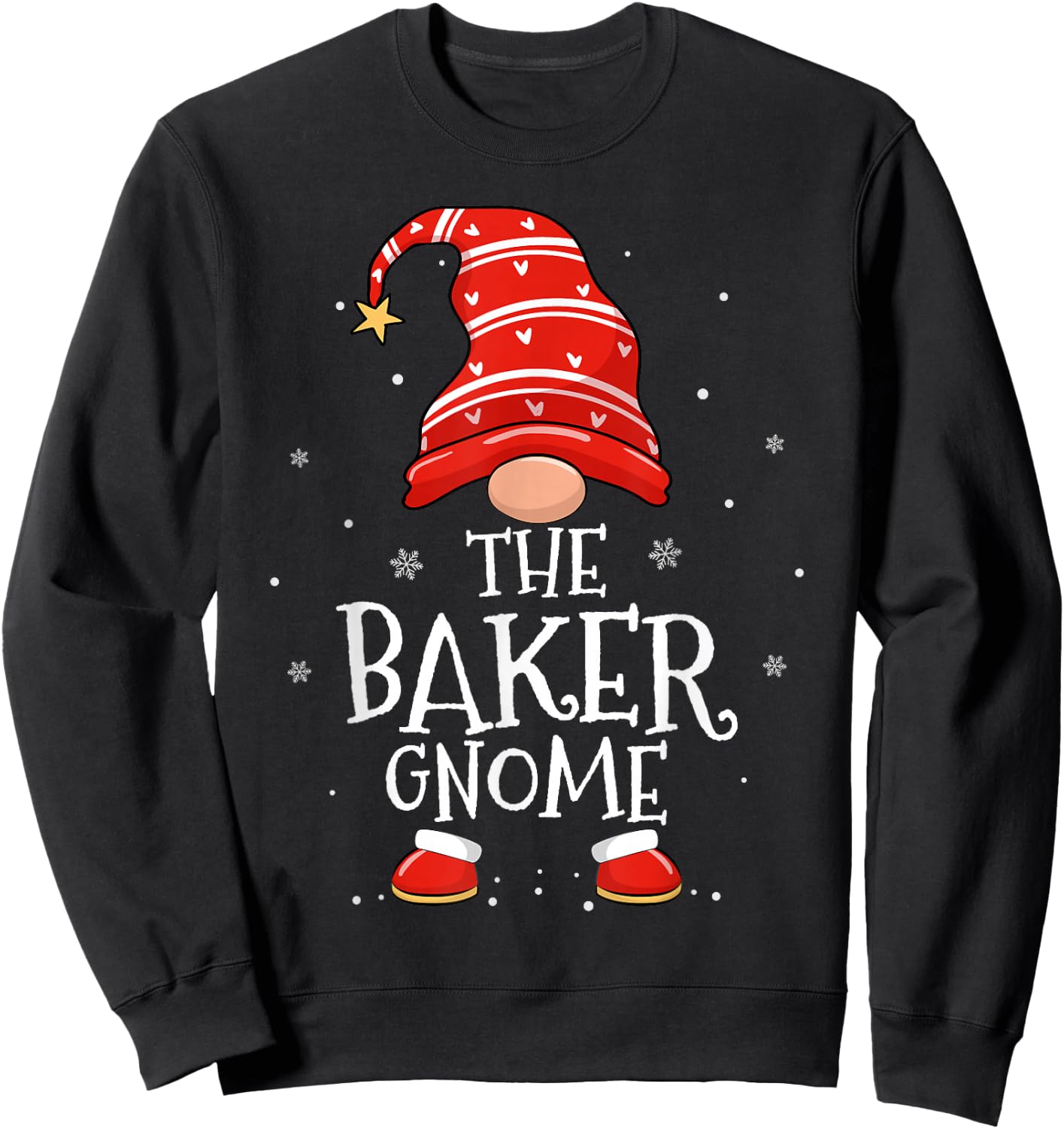Baker Gnome Xmas Family Matching Funny Christmas Gnomes Sweatshirt - Sweatshirt | Black