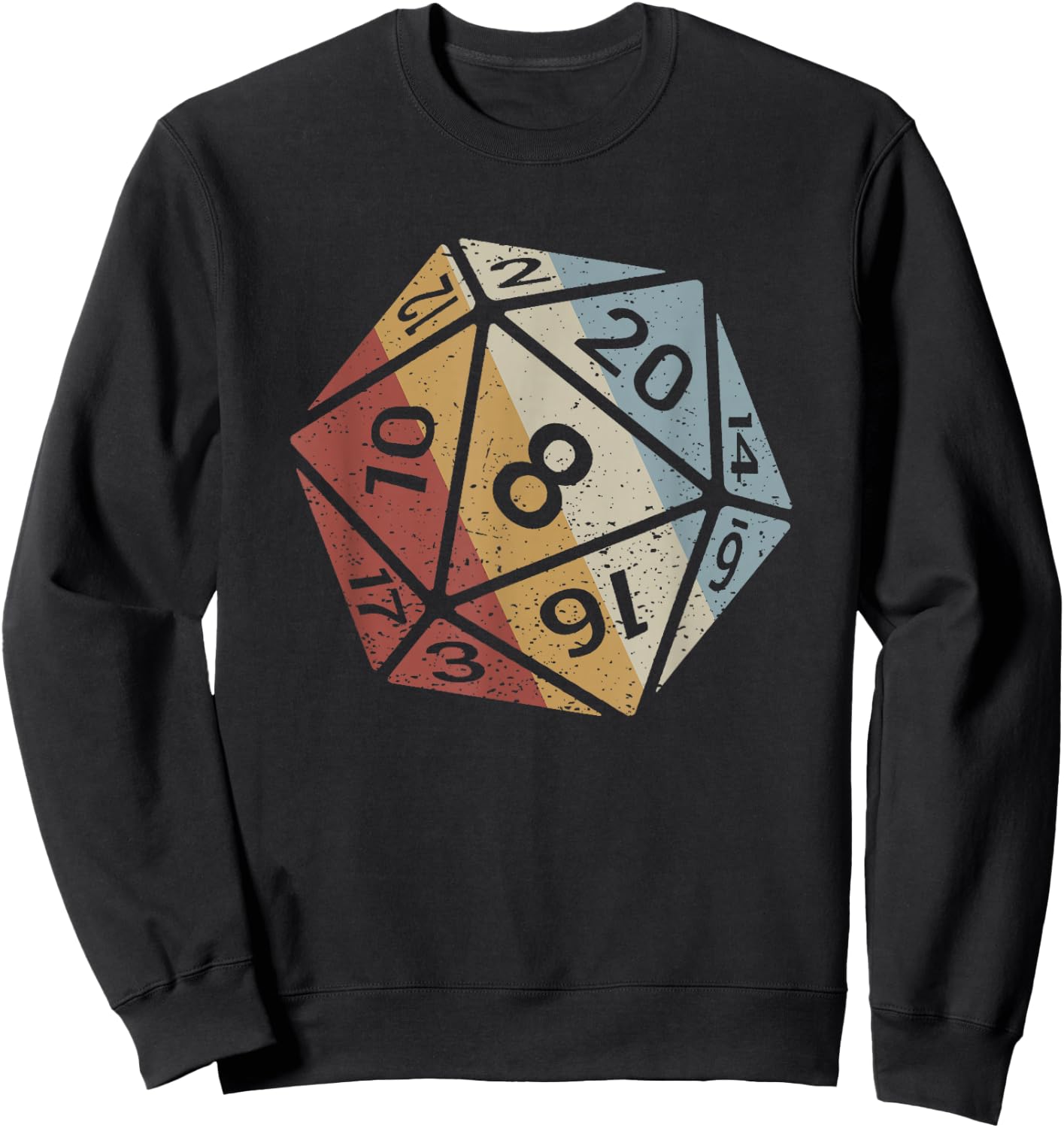 20 Sided Die Retro Style Vintage Sweatshirt - Sweatshirt | Black