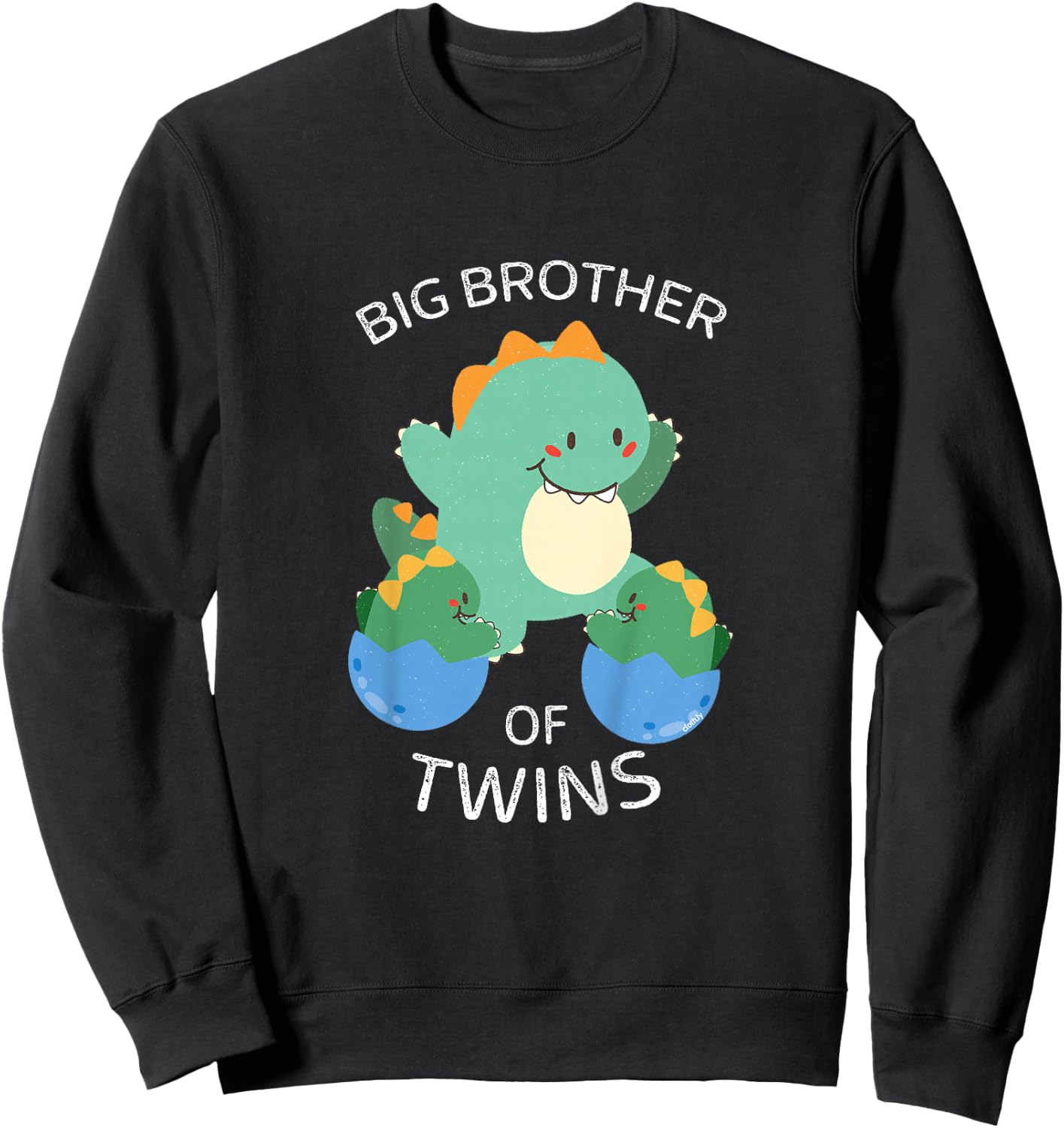 Kids Big Brother of Twins Dinosaur Twin Sweatshirt - Sweatshirt | Black