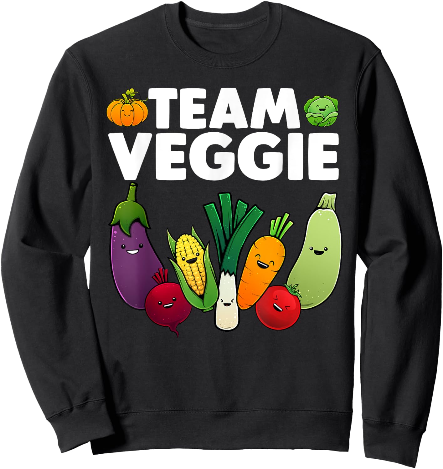 Funny Veggie Art Women Kids Vegan Plant Vegetarian Sweatshirt - Sweatshirt | Black