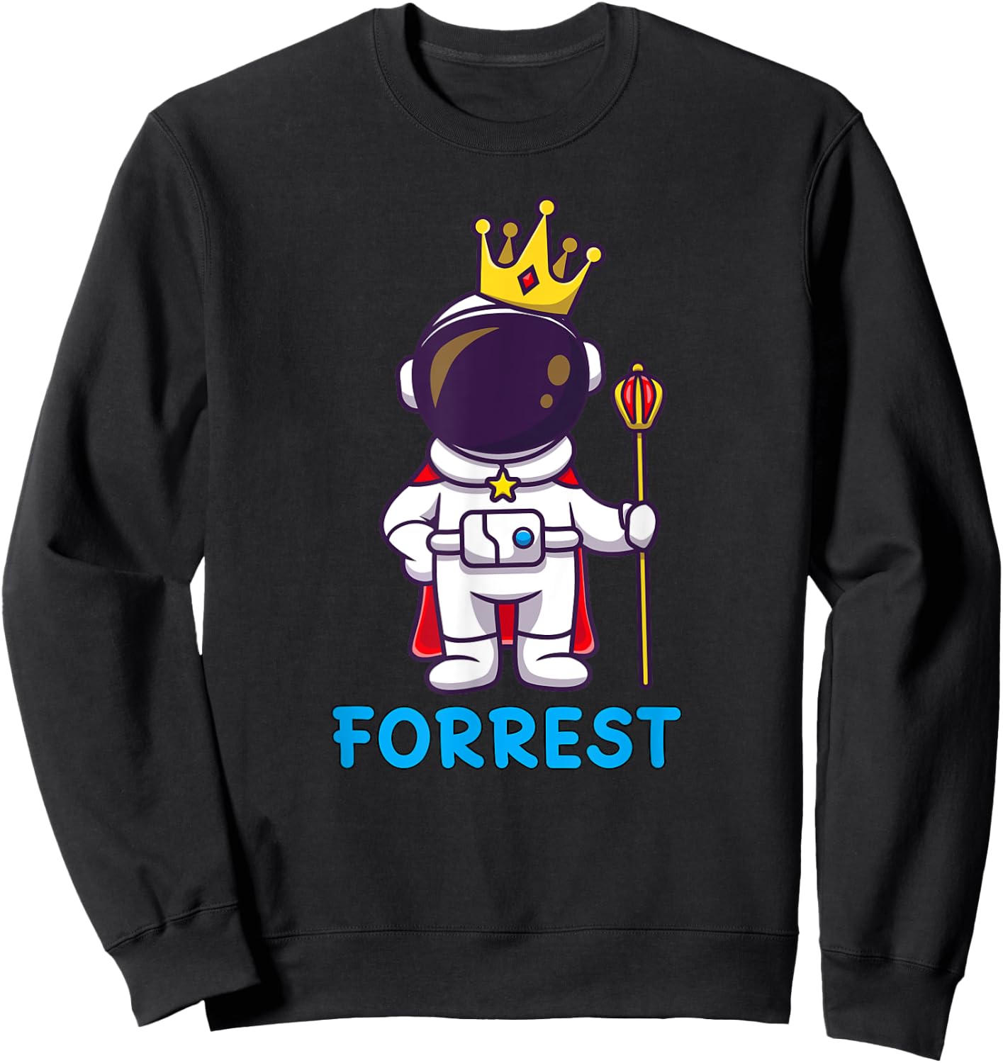 FORREST Personalized Name Astronaut Birthday King Sweatshirt - Sweatshirt | Black