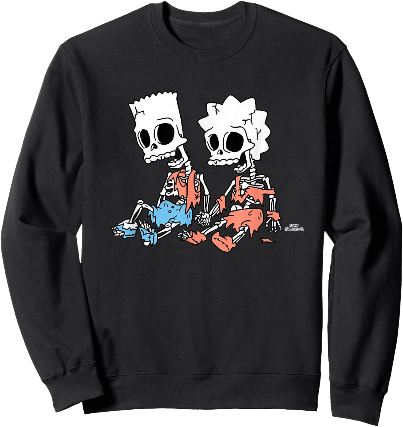 The Simpsons Bart and Lisa Skeletons Treehouse of Horror Sweatshirt - Sweatshirt | Black