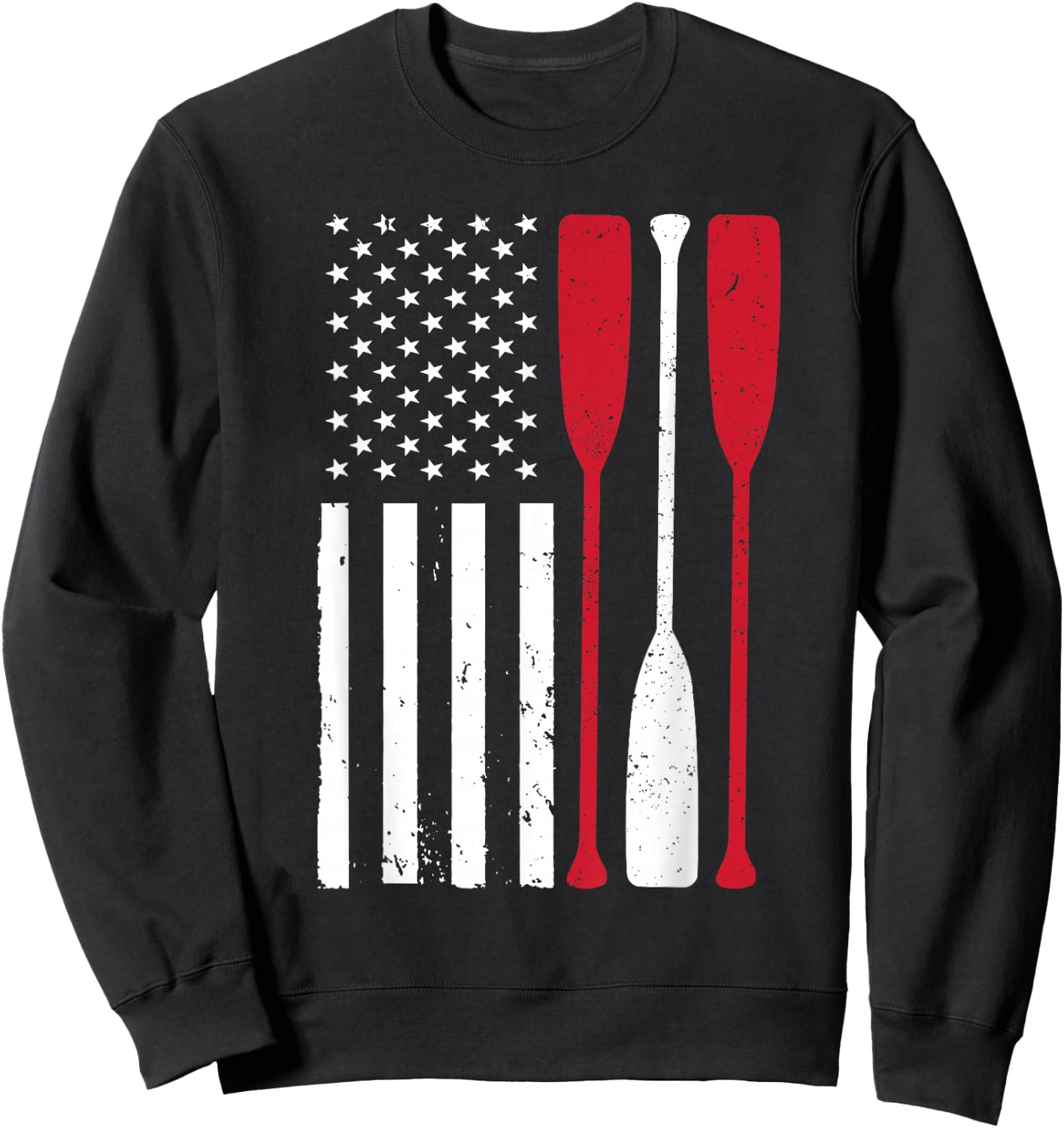 Funny Rowing Art Men Women US America Flag Coxswain Row Crew Sweatshirt - Sweatshirt | Black