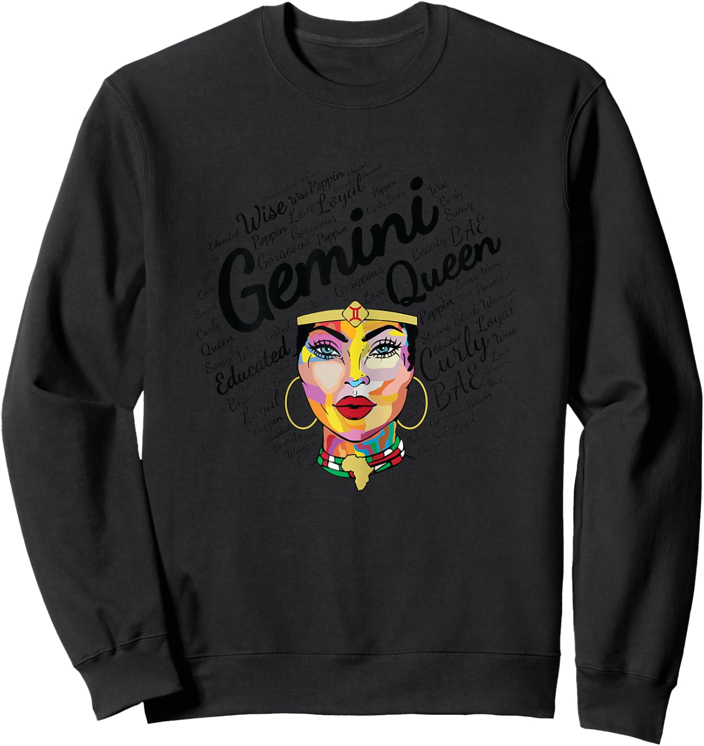 Gemini Queen Shirt Birthday Melanin Gemini Black Girl Sweatshirt - Sweatshirt | Black