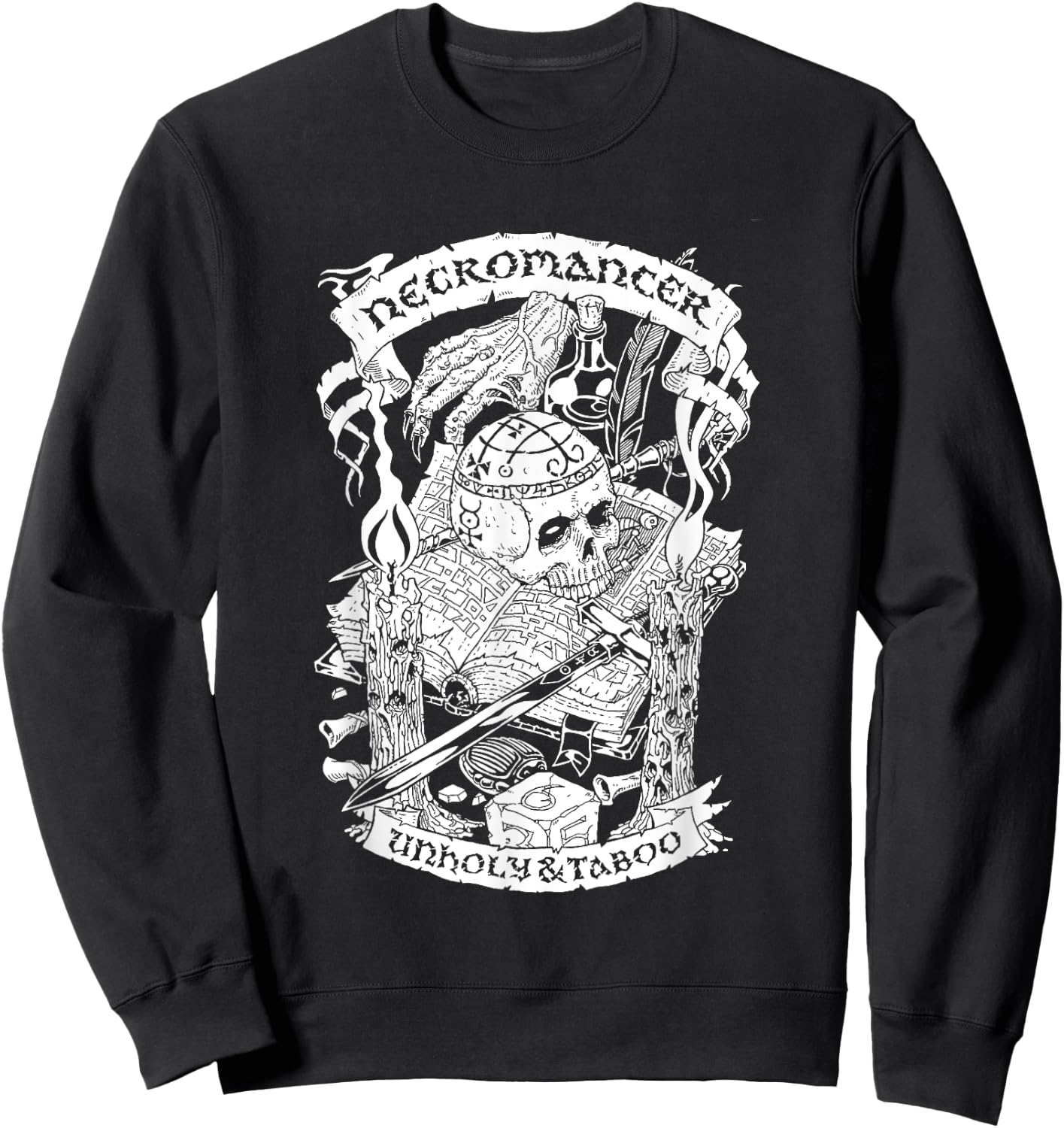 Games Sesh Fantasy RPG Necromancer - -Adults, Black, Small Sweatshirt - Sweatshirt | Black