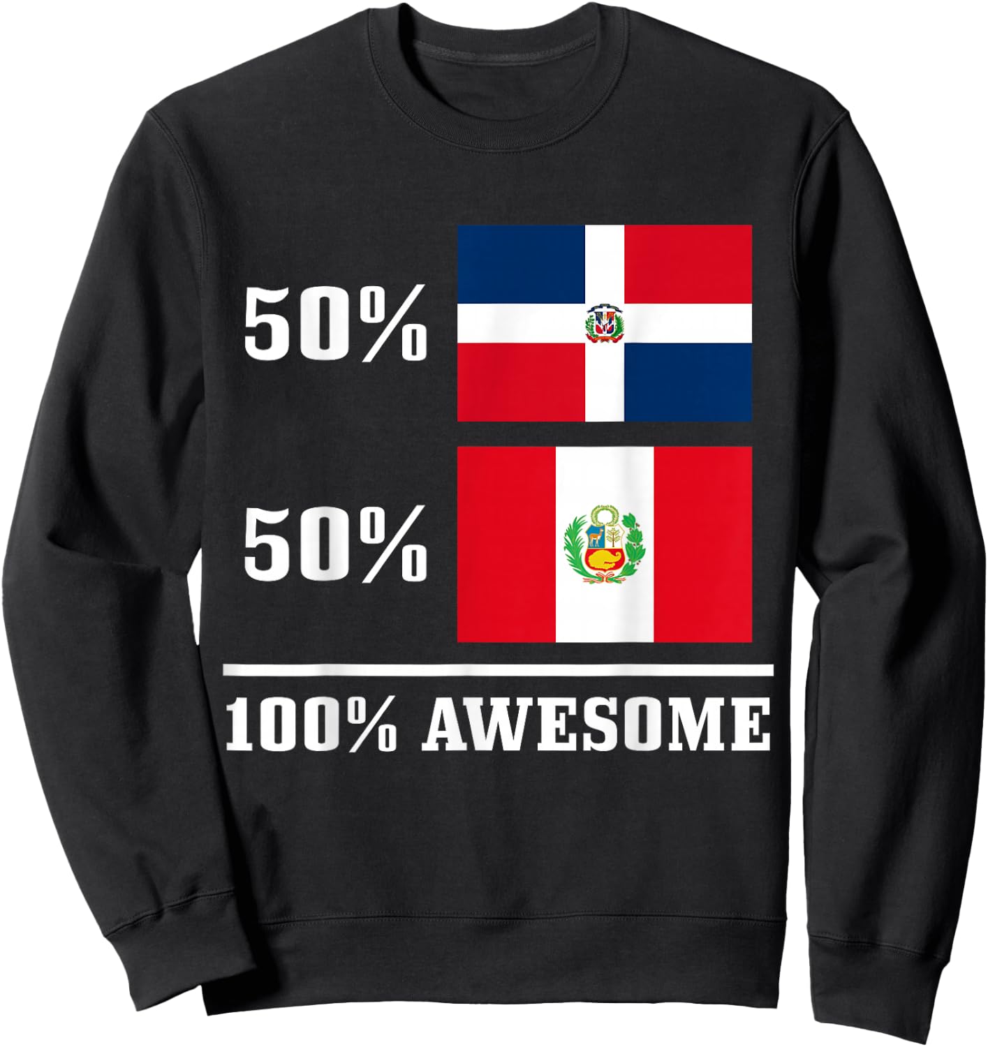 50% Dominican Republic 50% Peruvian Flag Sweatshirt - Sweatshirt | Black