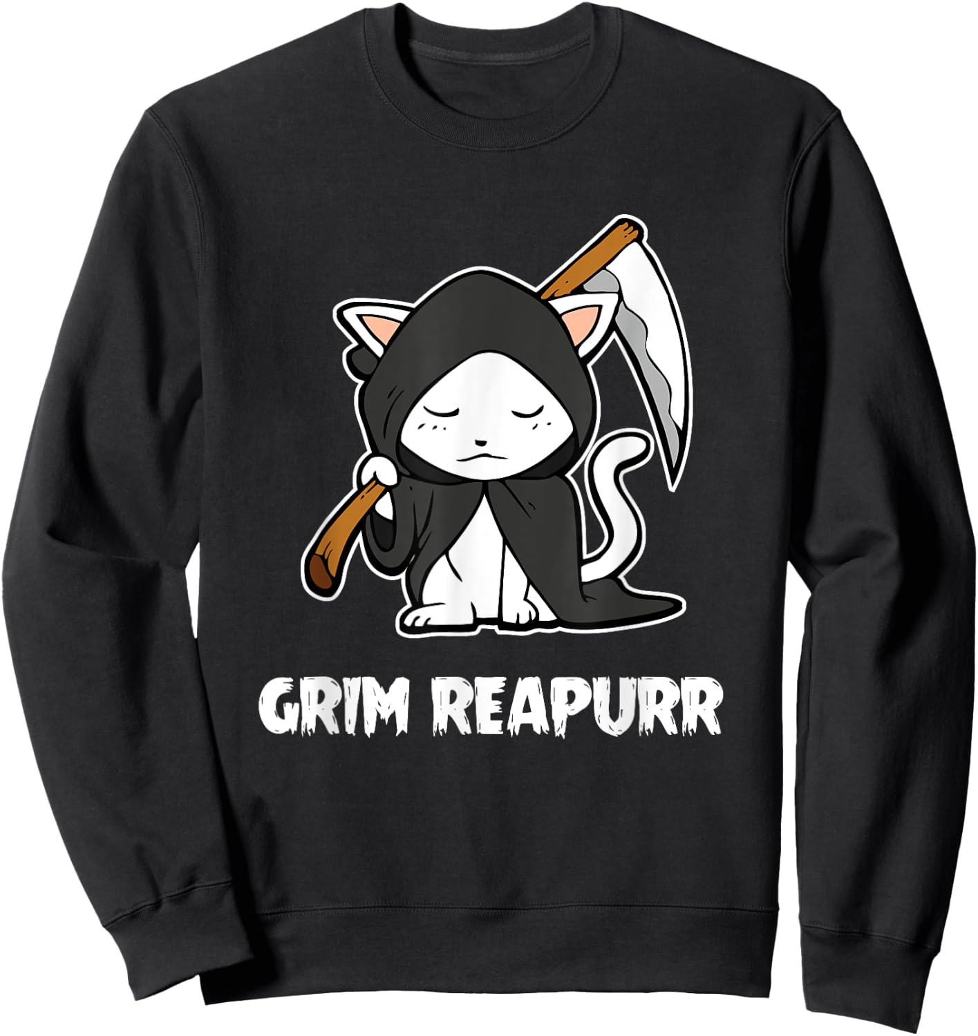 Grim Reapurr Grim Reaper Cat Halloween Costume Kitten Cats Sweatshirt - Sweatshirt | Black