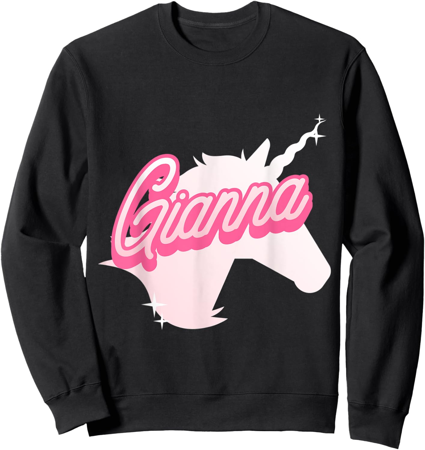 Gianna Name Gift Personalized Unicorn Theme Party Sweatshirt - Sweatshirt | Black