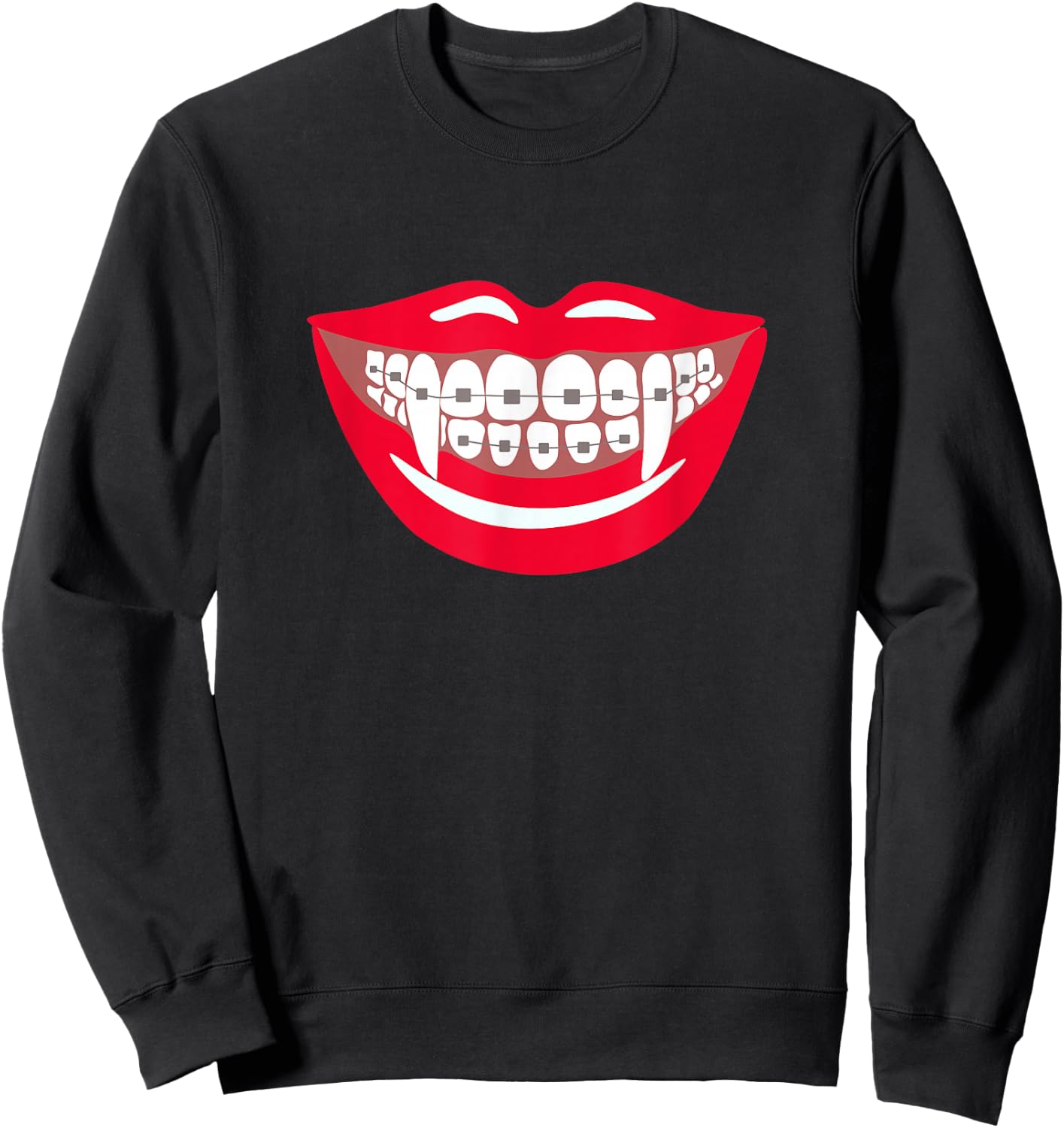 Halloween Funny Vampire Teeth Braces Orthodontist Dentist Sweatshirt - Sweatshirt | Black