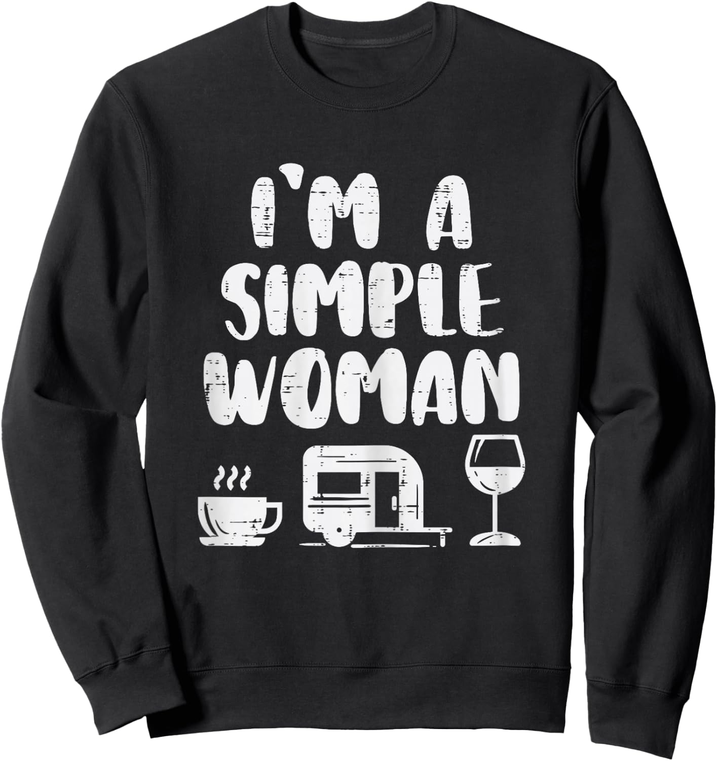 Simple Woman Coffee Camping Van Wine Drinking Camper Women Sweatshirt - Sweatshirt | Black