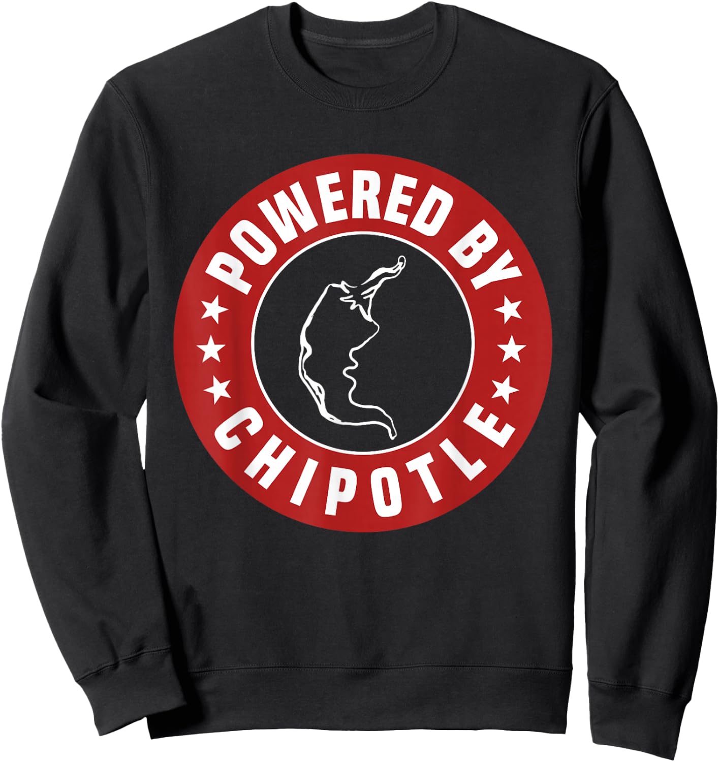 Funny Powered By Chipotle Design Chili Pepper Sweatshirt - Sweatshirt | Black